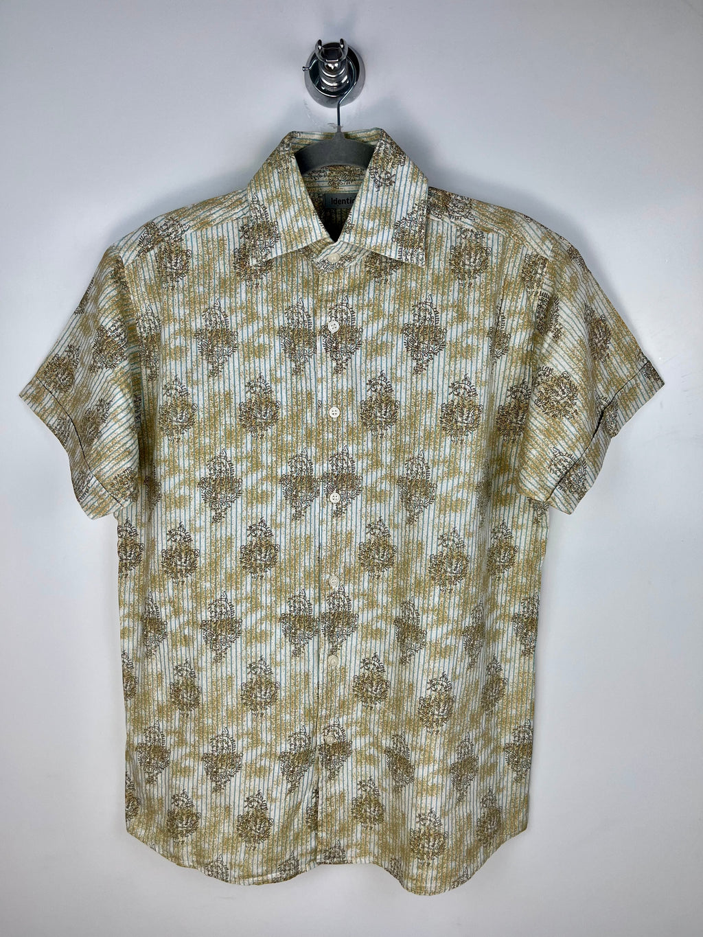 Camicia Vintage 90s in Cotone Fantasia Beige e Azzurro