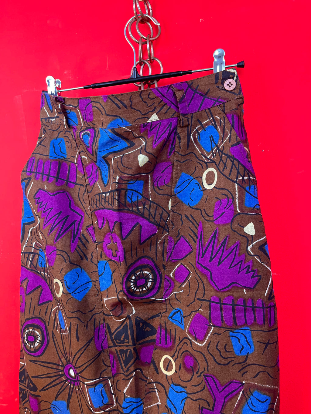 Vintage Graffio Abstract Midi Skirt – Made in Italy