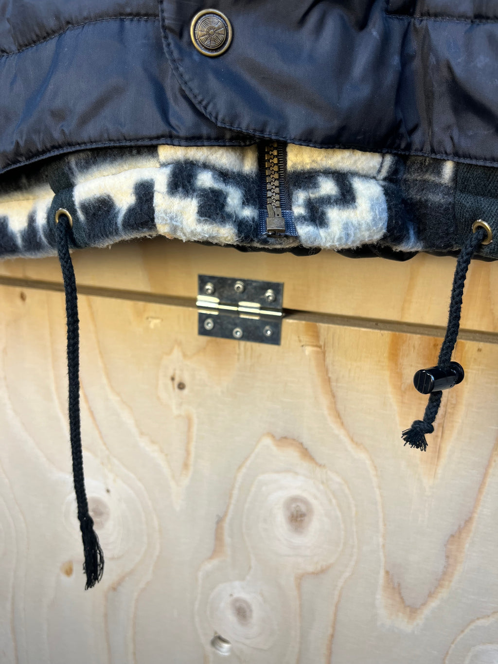 Vintage Aztec Fleece & Quilted Jacket Black Oversize