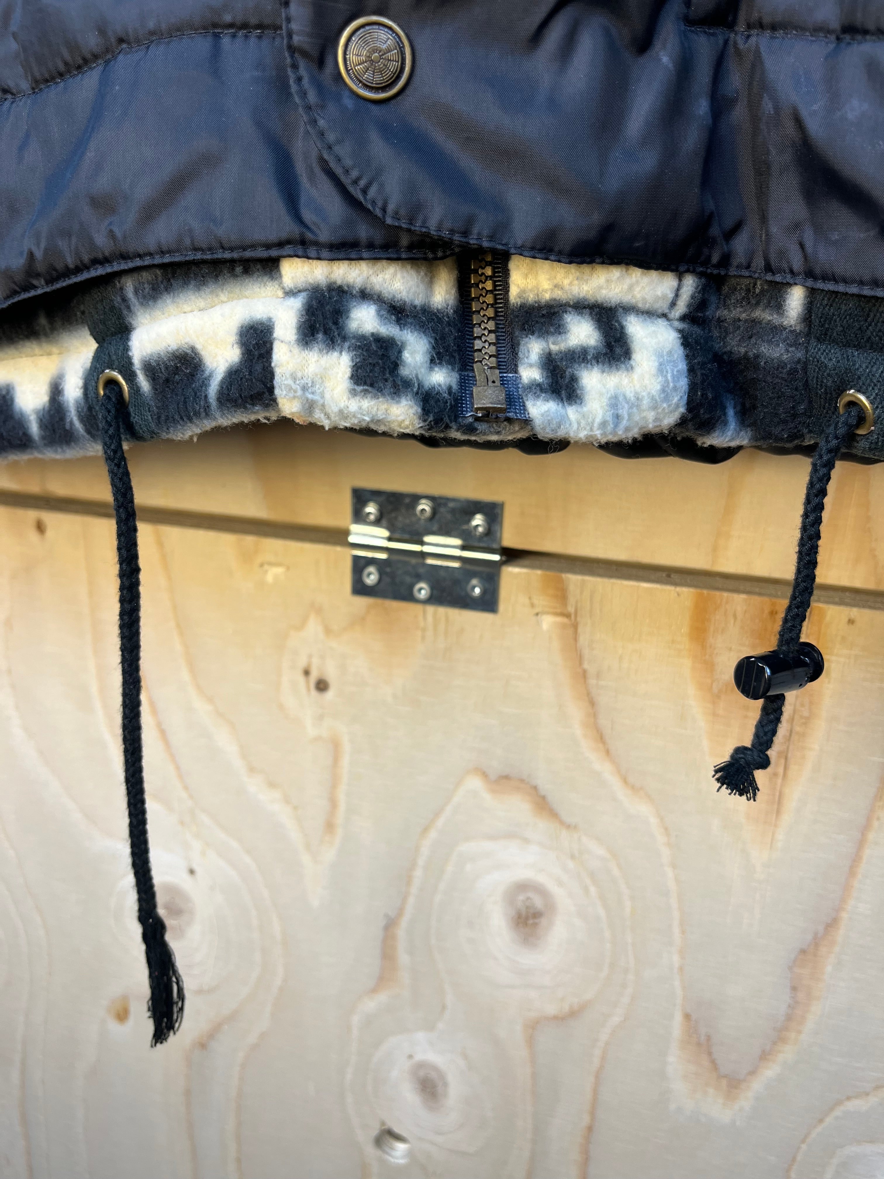 Vintage Aztec Fleece & Quilted Jacket Black Oversize