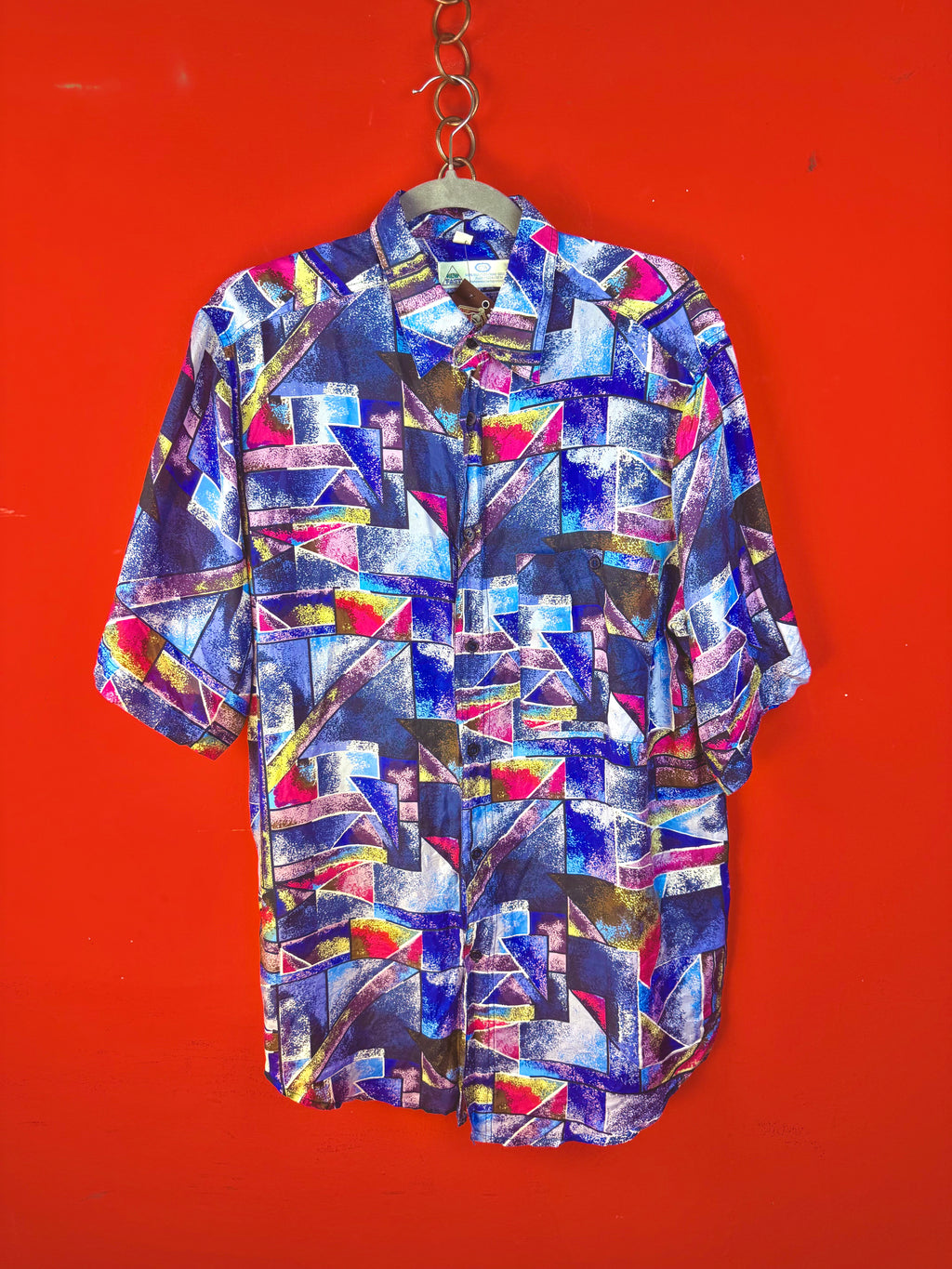 Camicia Vintage in Pura Seta 100% Fantasia Geometrica Anni ’90