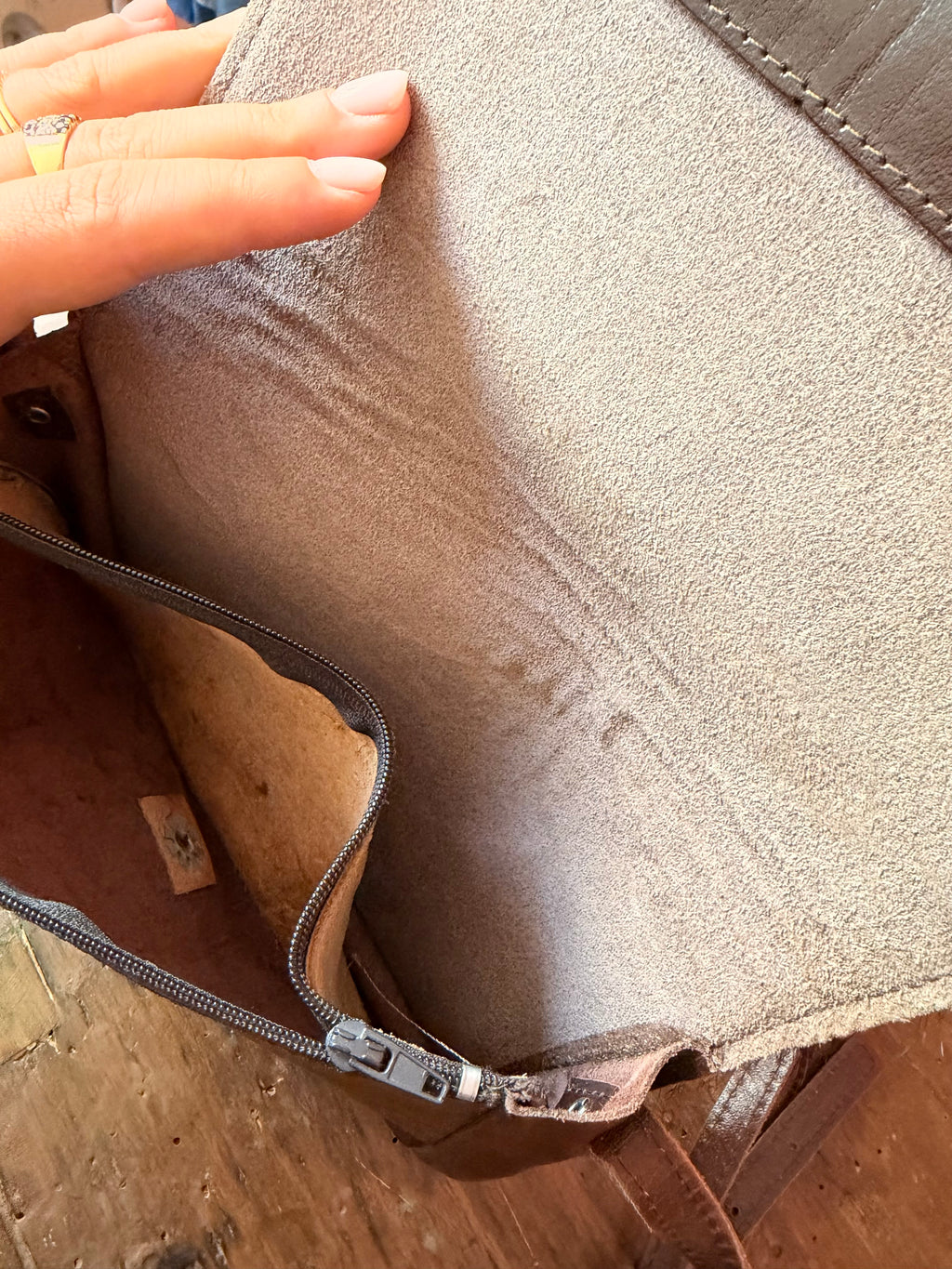 Borsa vintage in vera pelle e cavallino | Tracolla regolabile