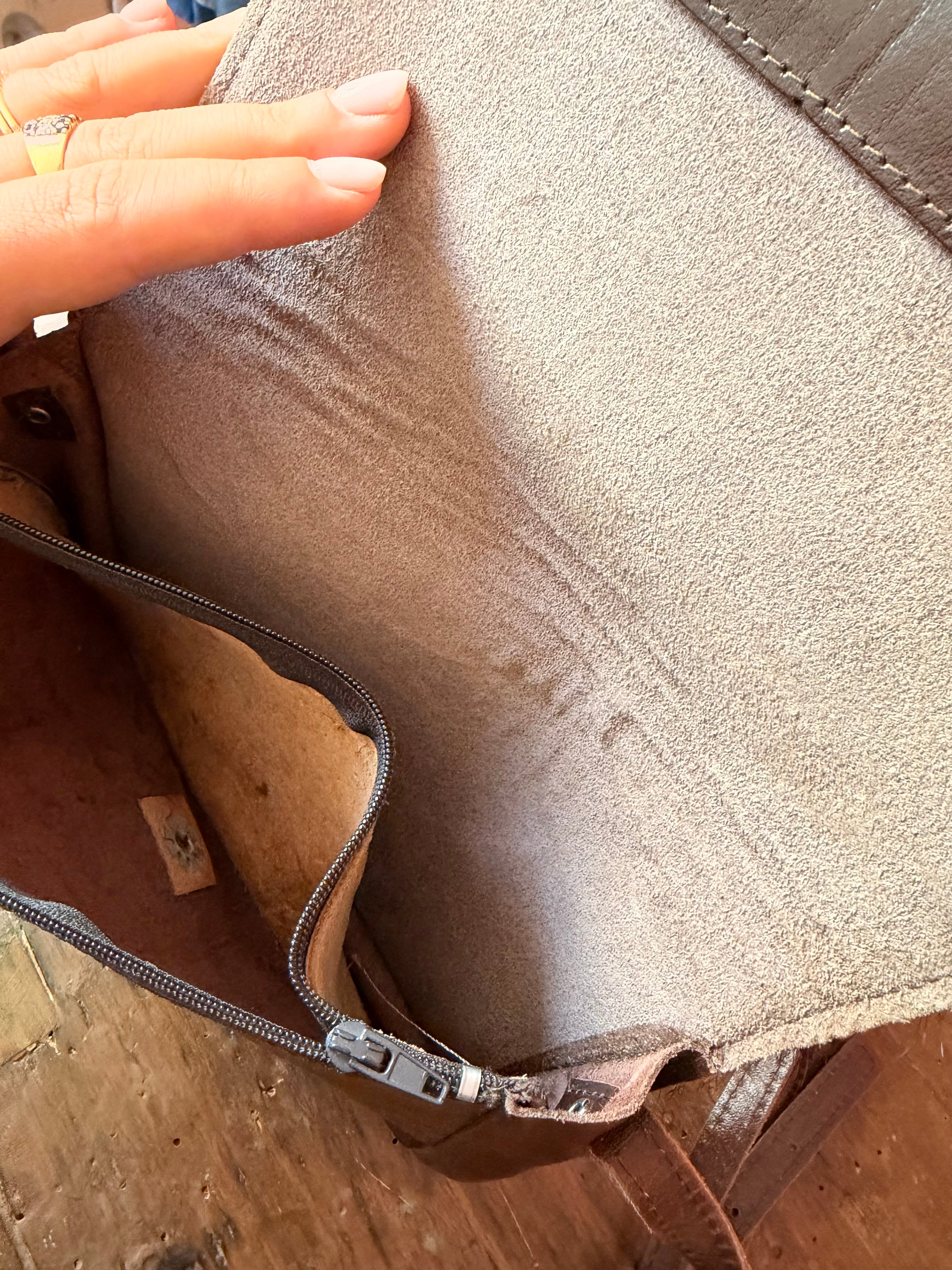 Borsa vintage in vera pelle e cavallino | Tracolla regolabile
