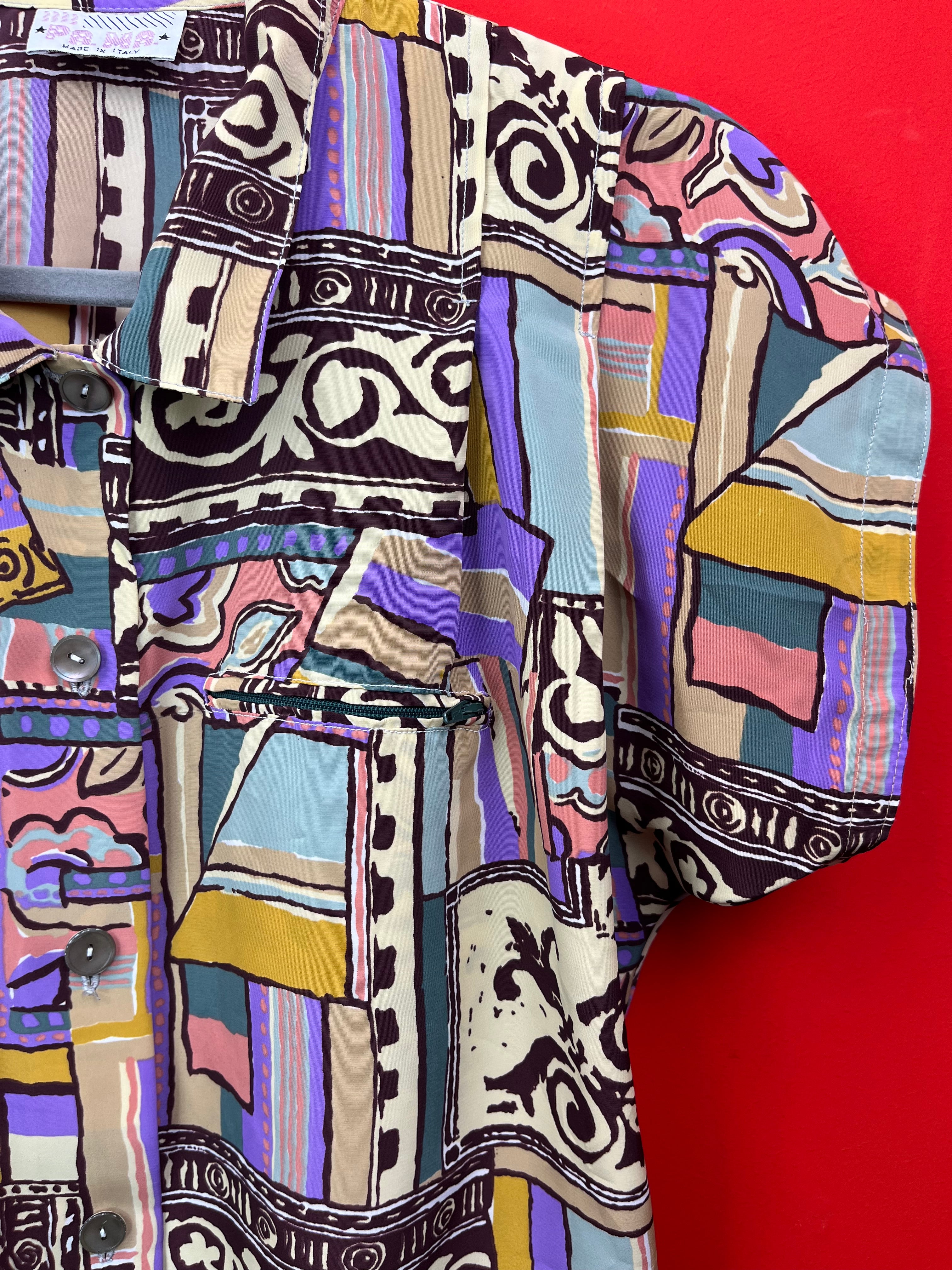 Camicia Vintage Made in Italy Fantasia Astratta 90s