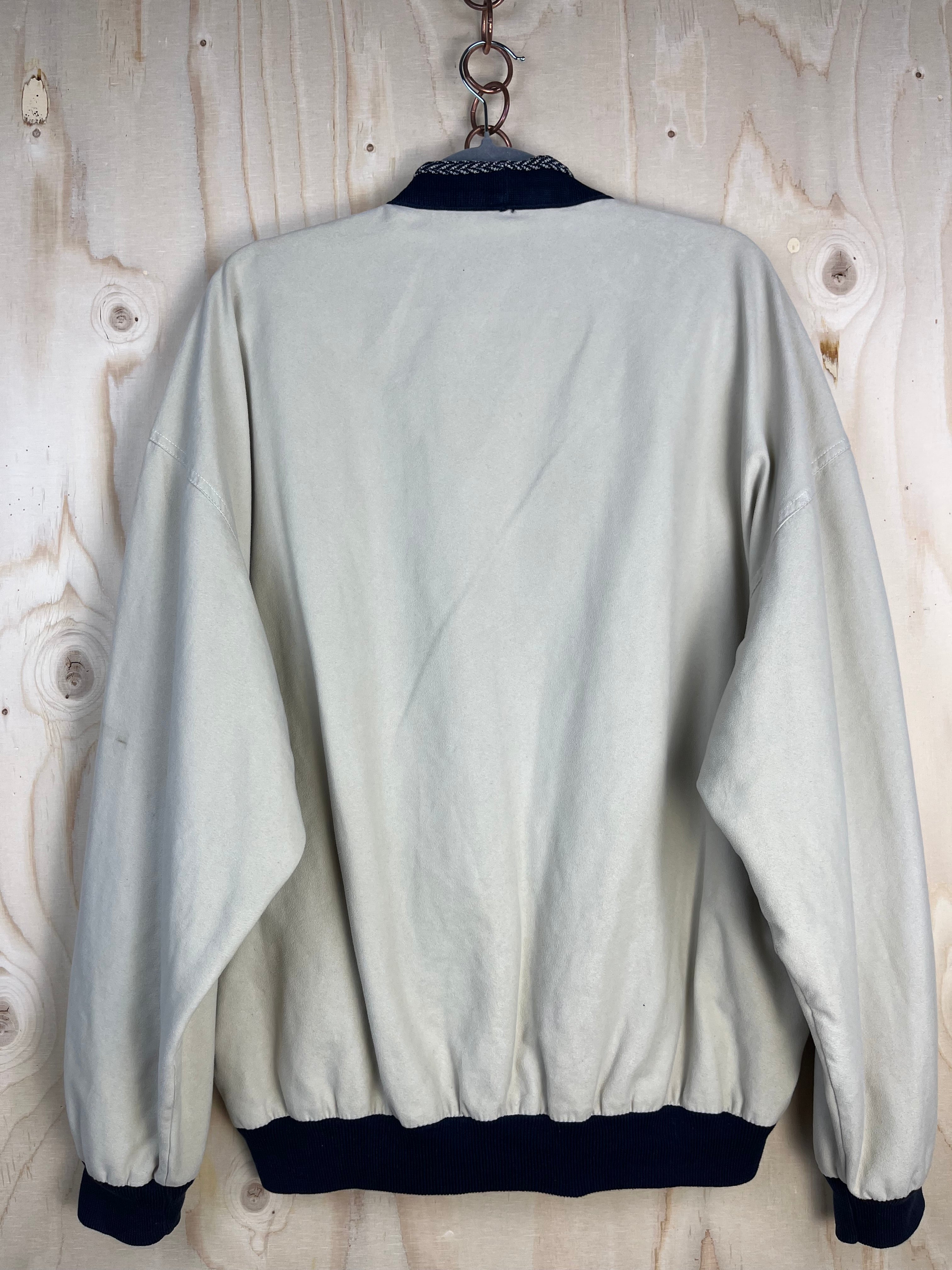 Giacca Bomber Vintage Bizzarro in Cotone Beige e Blu Navy
