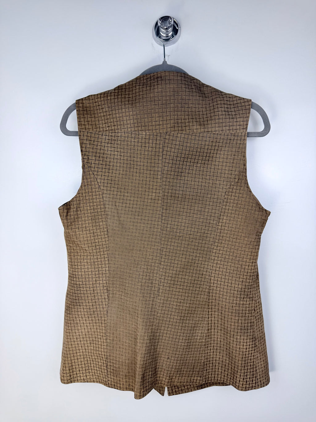 Gilet vintage in vera pelle fantasia geometrica – Made in Italy