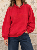 Felpa vintage Universal Studios rossa con ricami e collo tartan