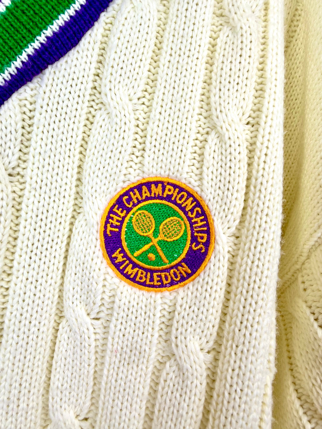 Maglione vintage Wimbledon a trecce – Made in UK