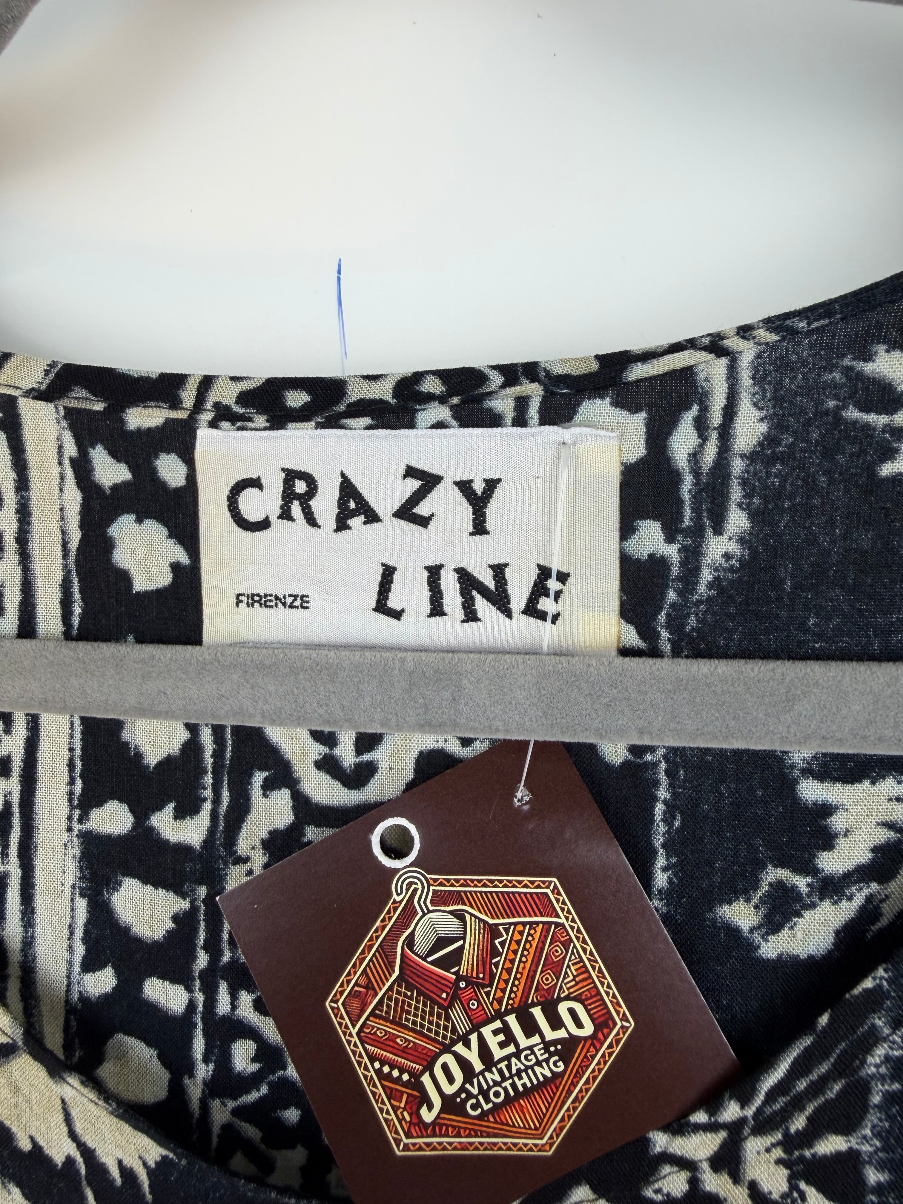 Abito lungo vintage Crazy Line Firenze fantasia bianco e nero