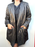 Blazer vintage lungo Wolfgang Kaiser nero a righe lucide in acetato