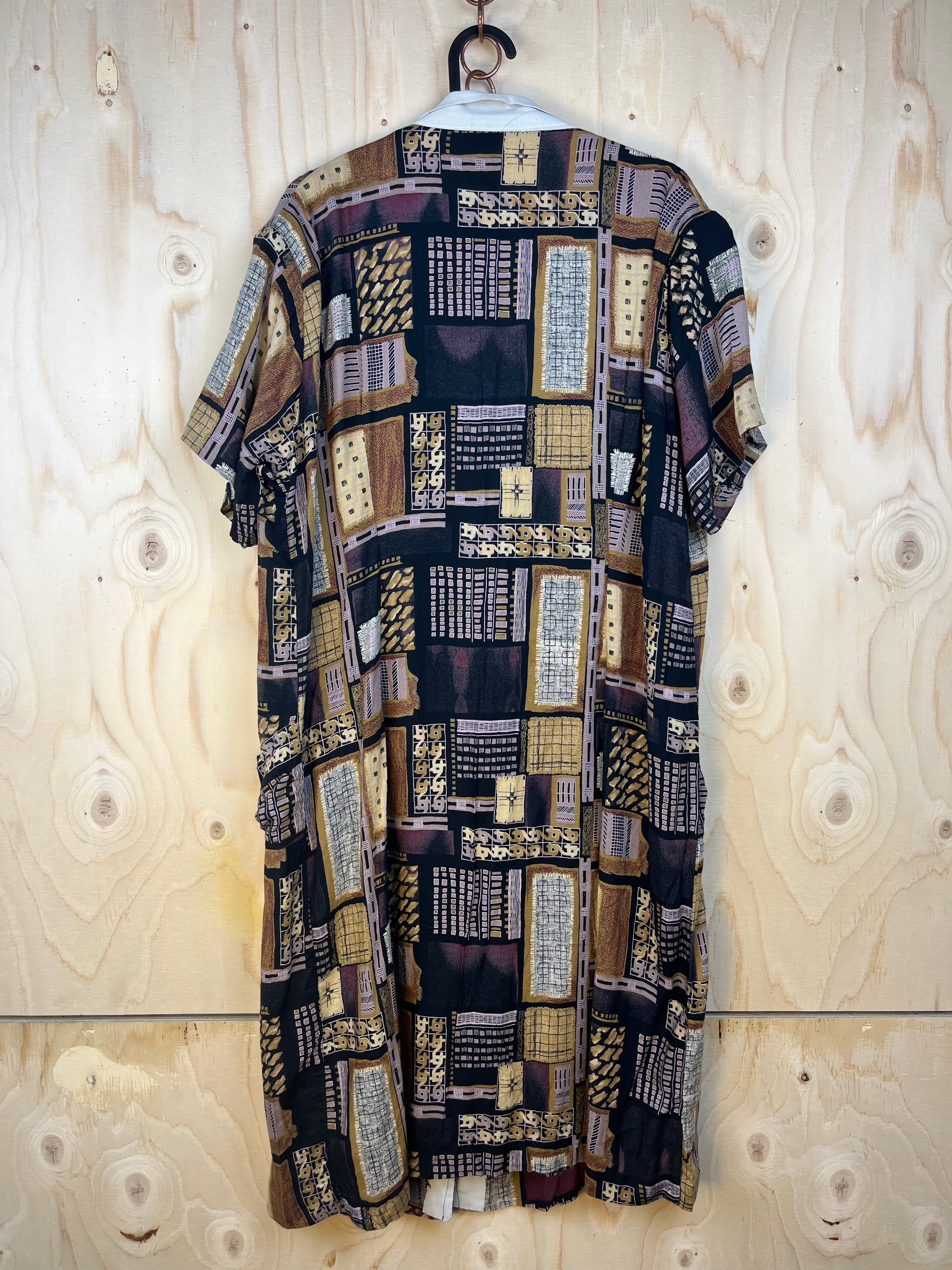 Vintage Pattern Midi Dress 90s