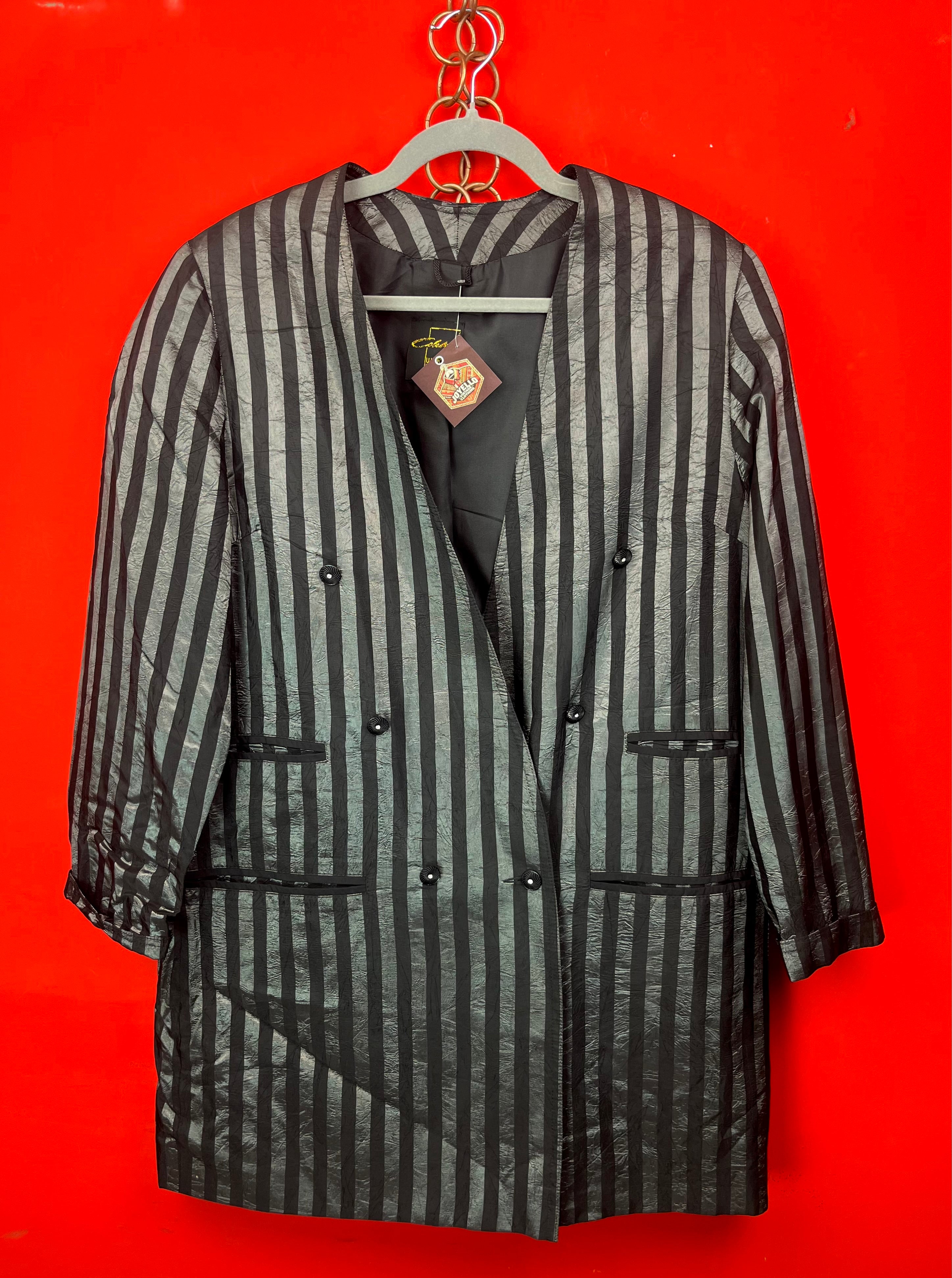 Blazer vintage Wolfgang Kaiser a righe nero e grigio