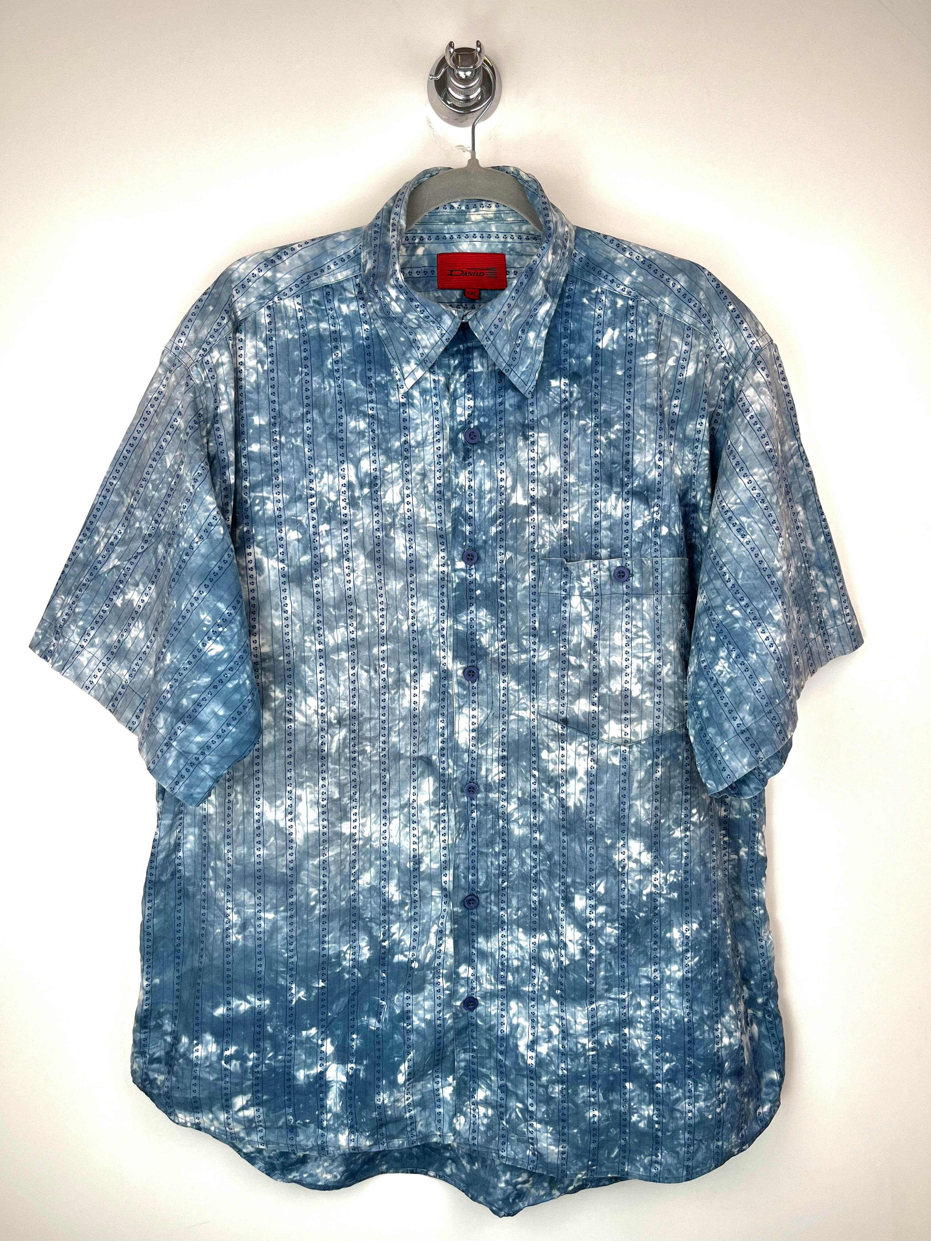 Camicia Vintage Tie Dye Azzurra in Cotone 100%