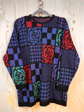90s Abstract Patchwork Knit Sweater – Bold Vintage Statement