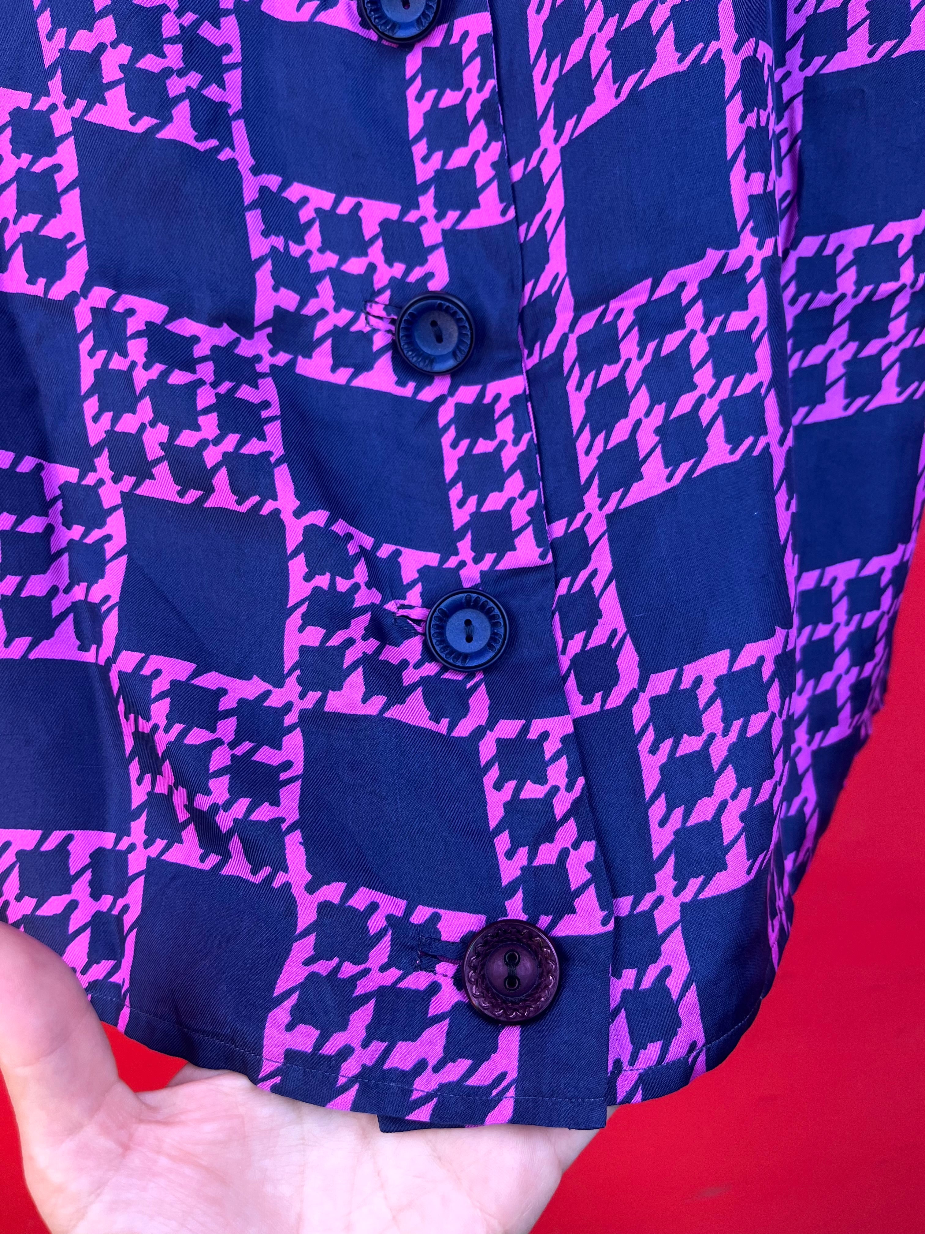 Vintage 80s 90s Purple Geometric Two Piece Skirt Set