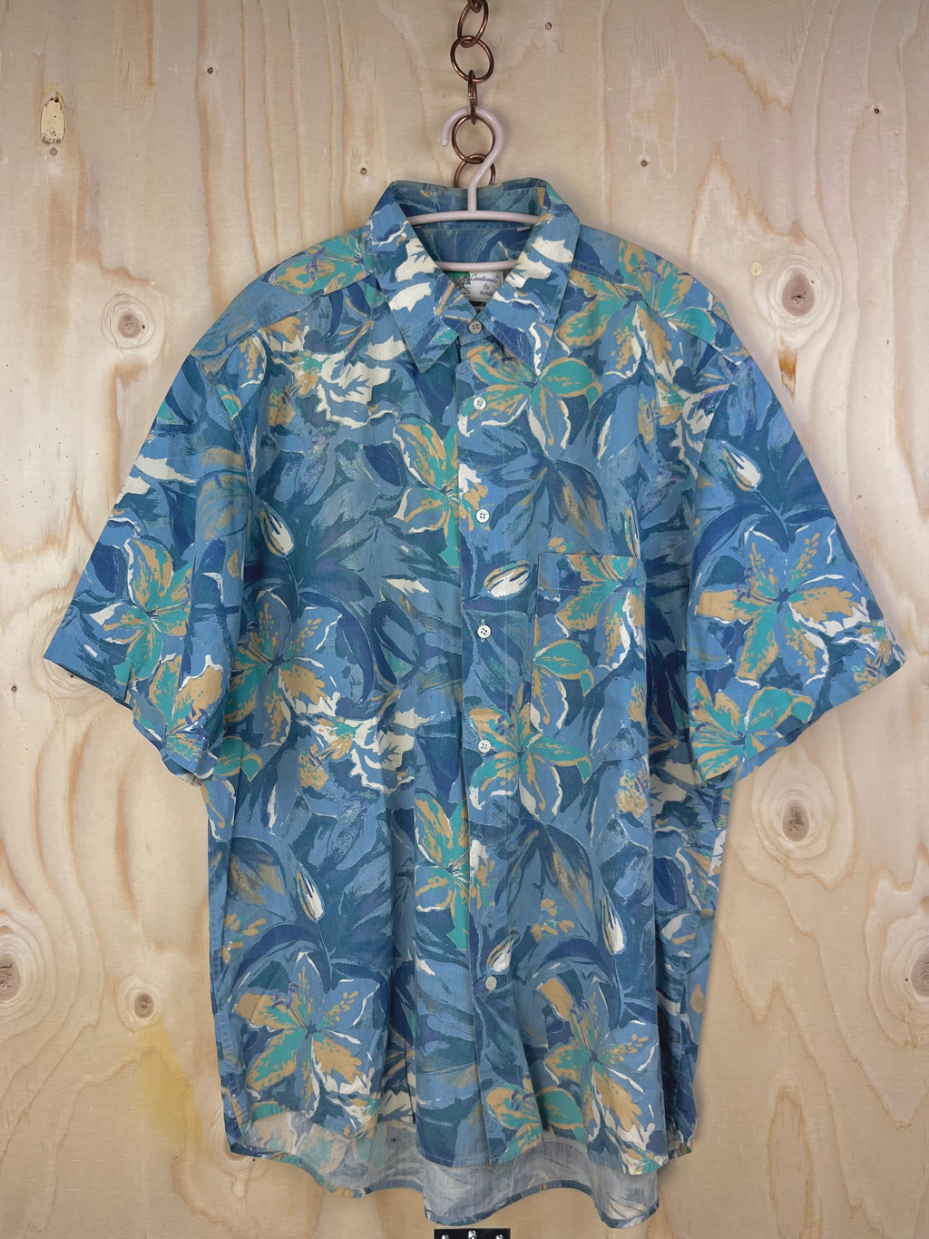 Vintage Blue Floral Cotton Shirt