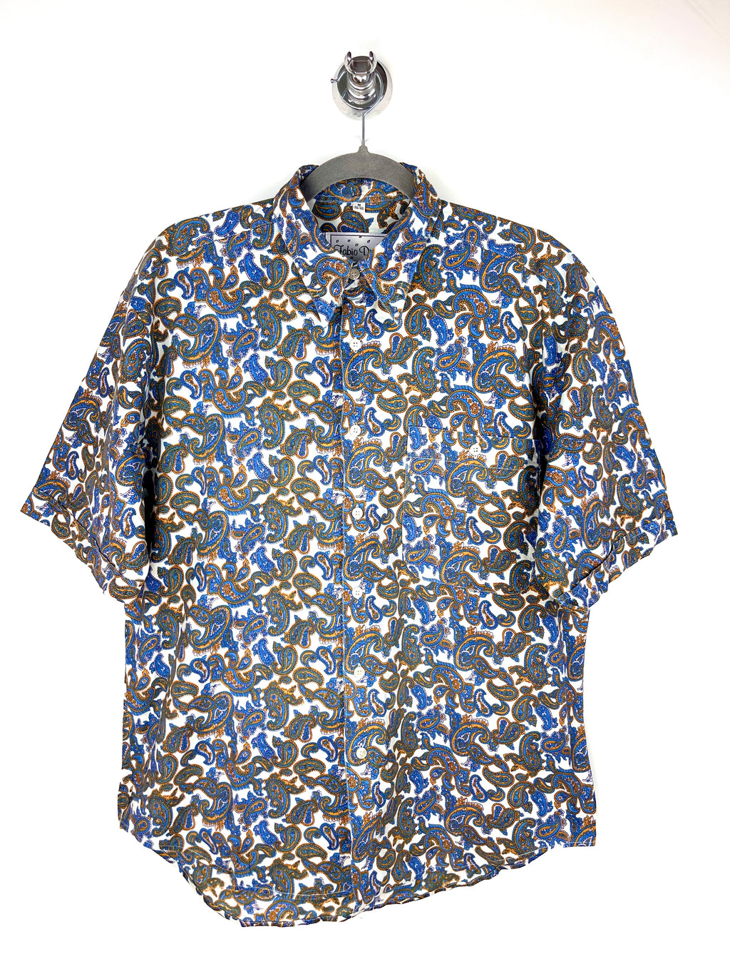 Fabio Onesti Vintage Paisley Shirt – Blue & Gold Pattern – Size M