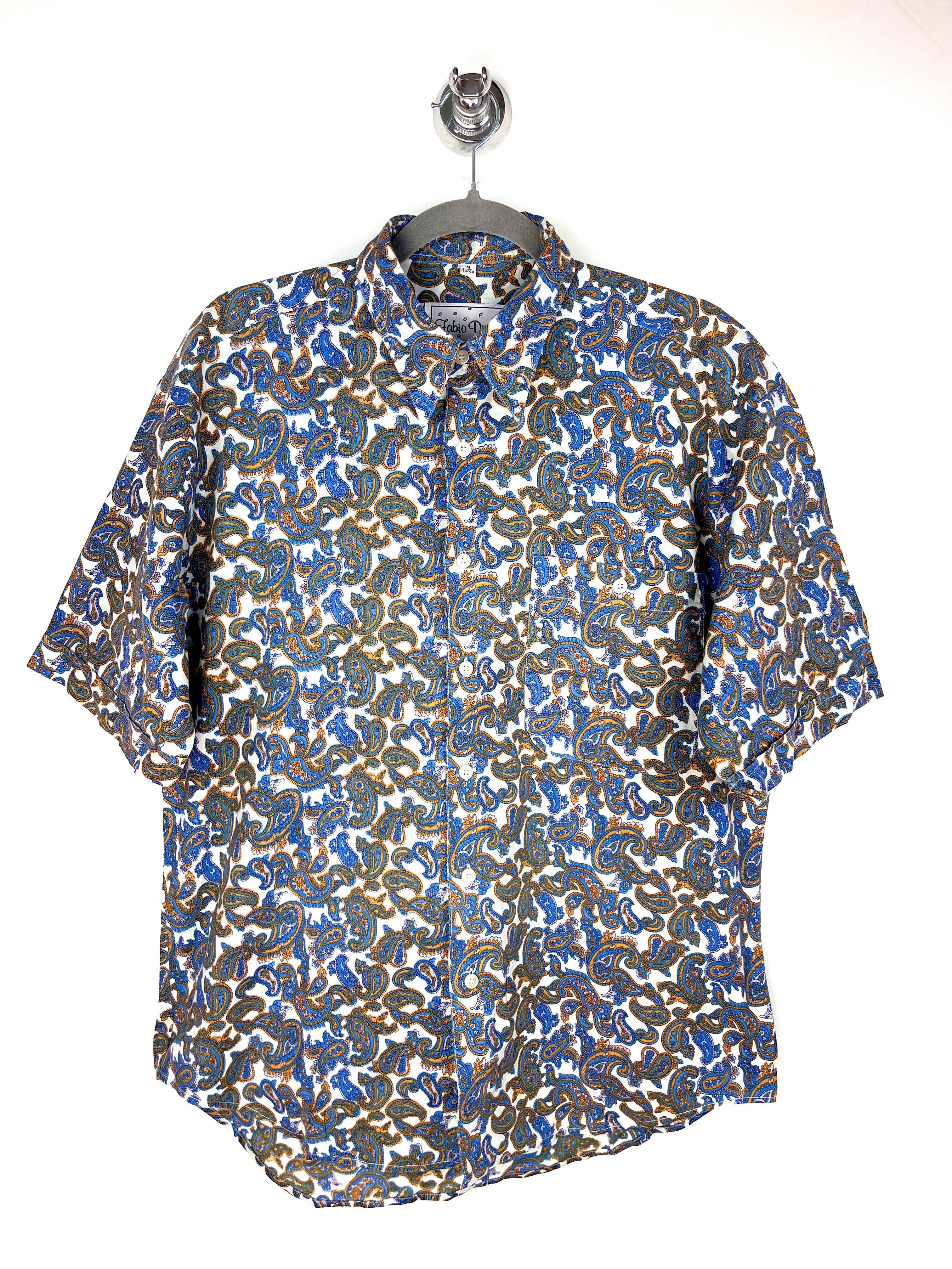 Fabio Onesti Vintage Paisley Shirt – Blue & Gold Pattern – Size M