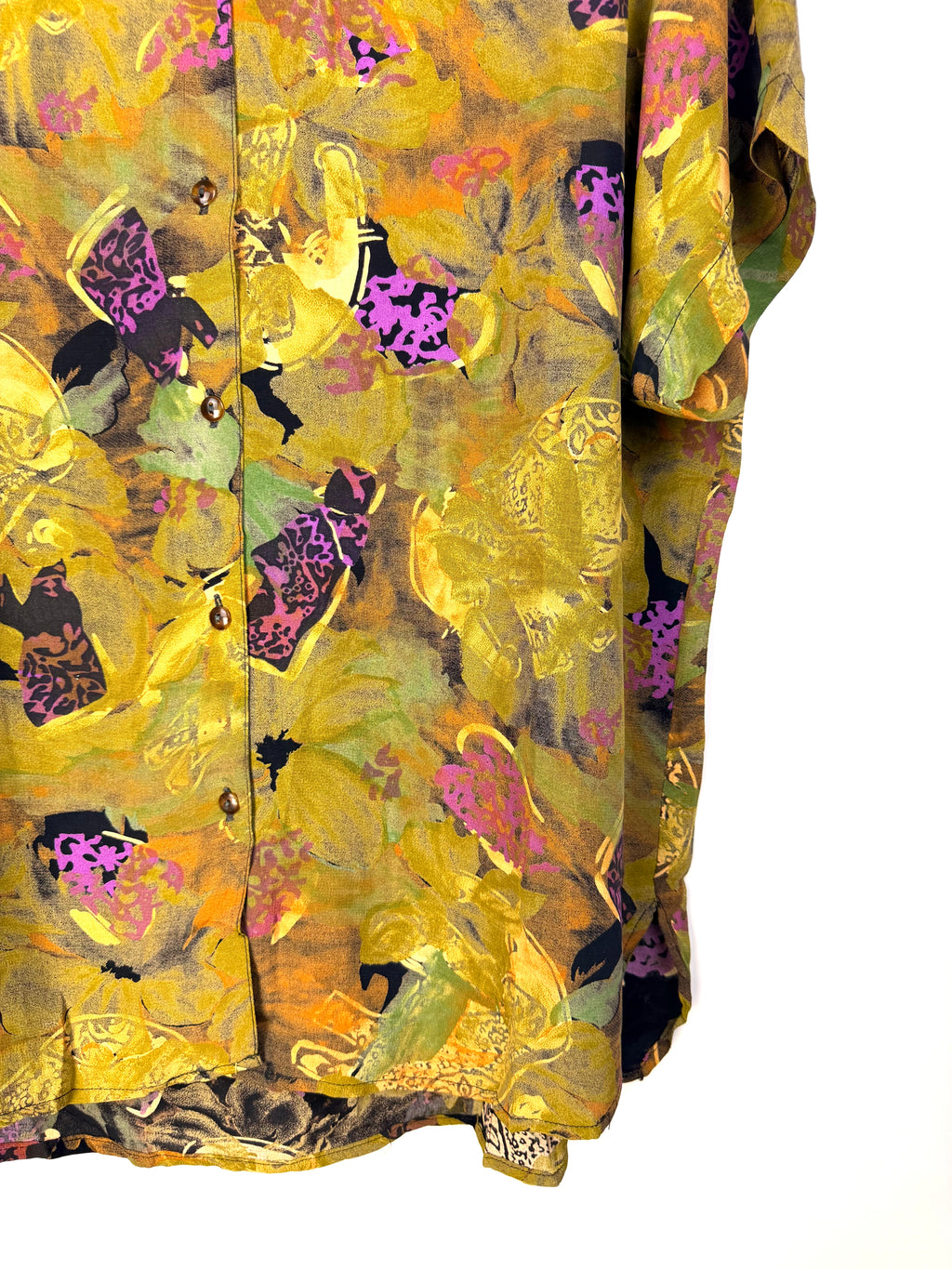 Camicia Vintage Fantasia Astratta Verde e Viola Anni ’90