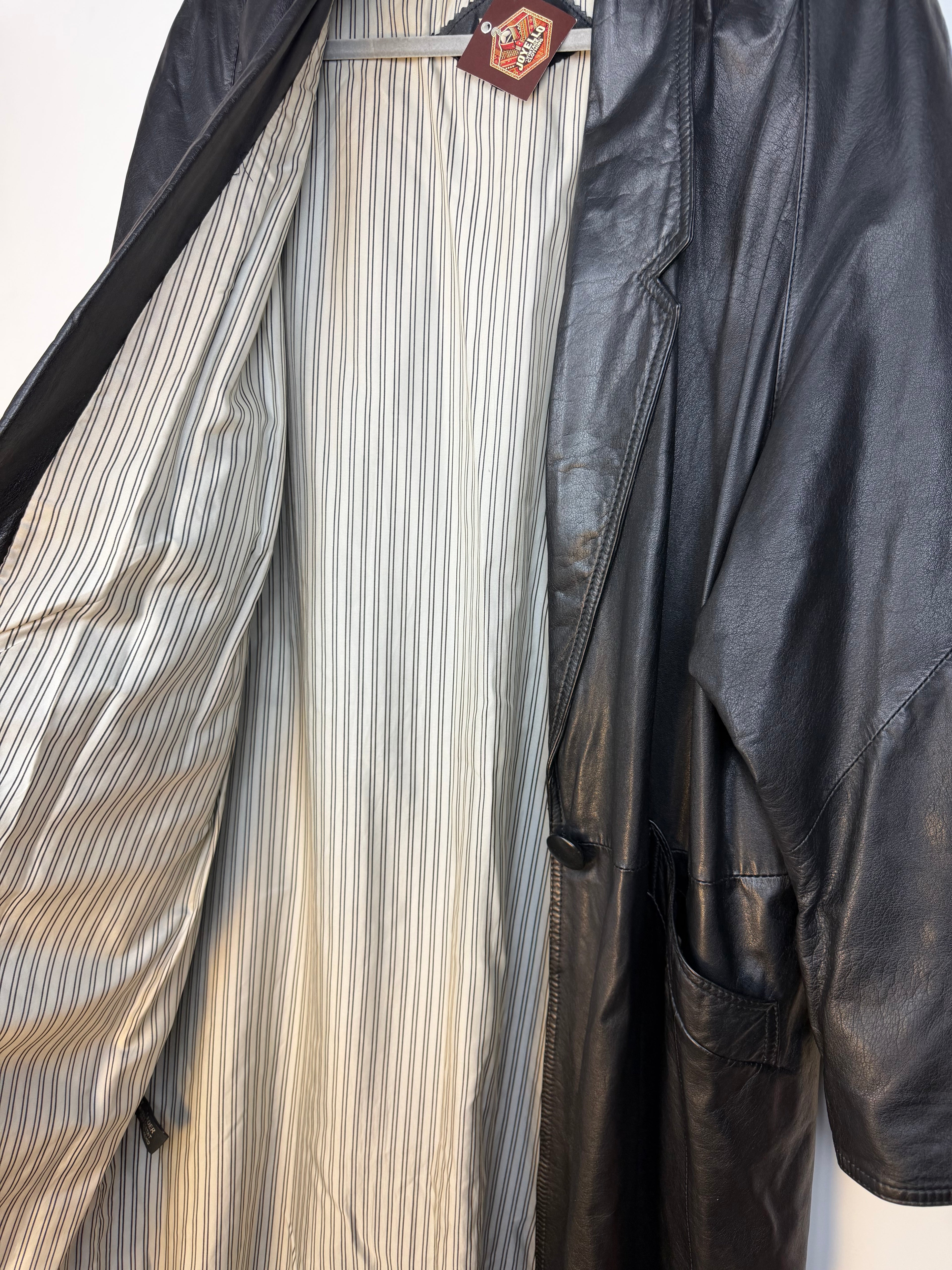 Trench vintage in vera pelle nera LOTUS Fashion anni ’90