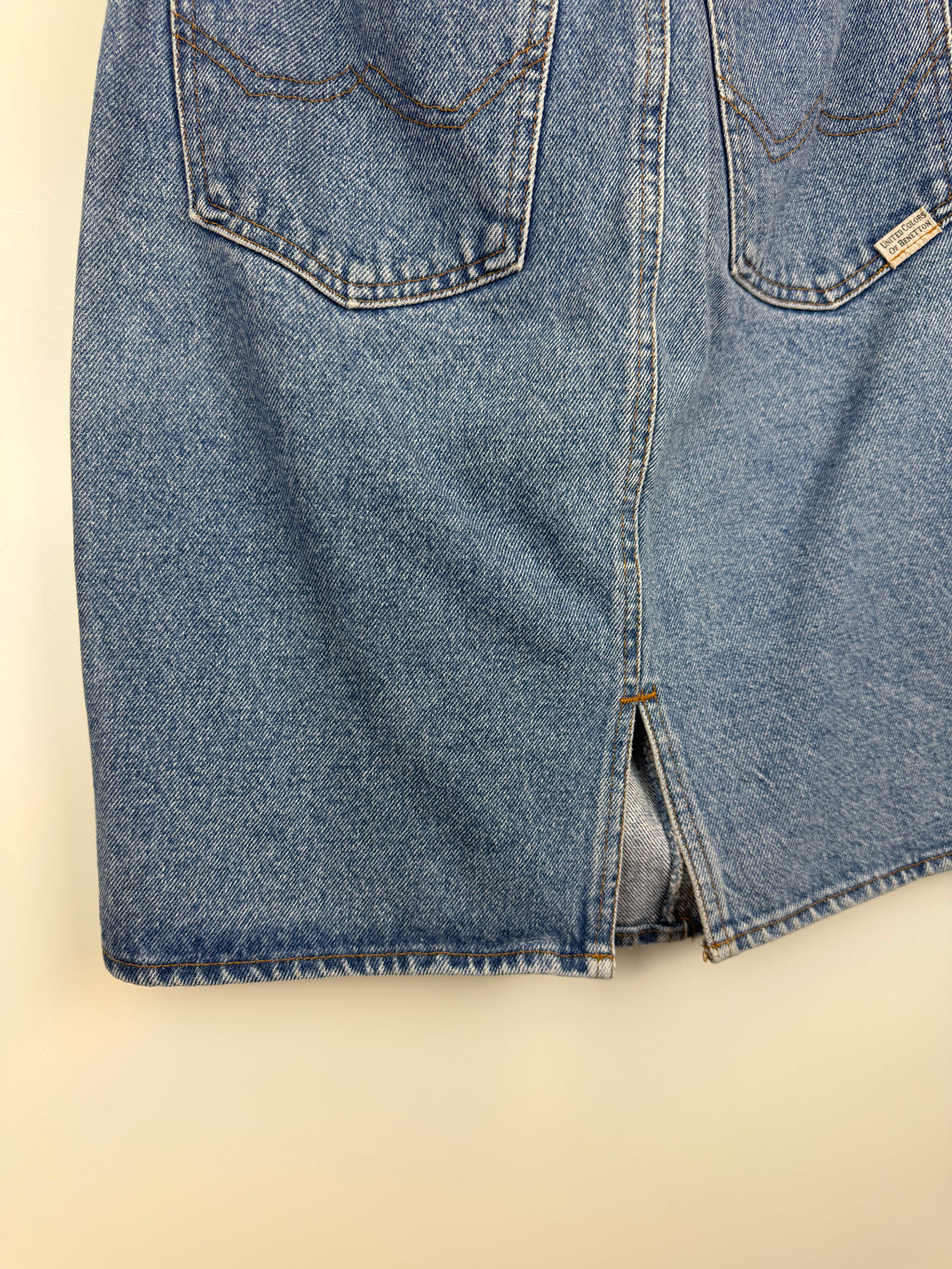 Gonna vintage Benetton in denim 100% cotone – Vita alta anni ’90