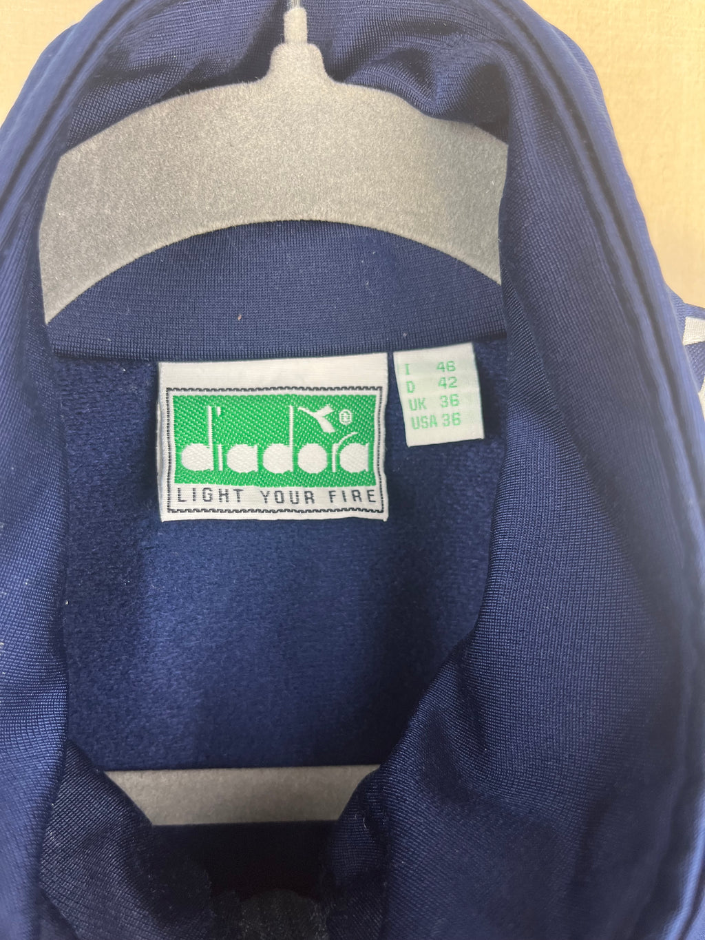 Vintage Diadora Track Jacket Navy Logo Tape 90s Zip-Up