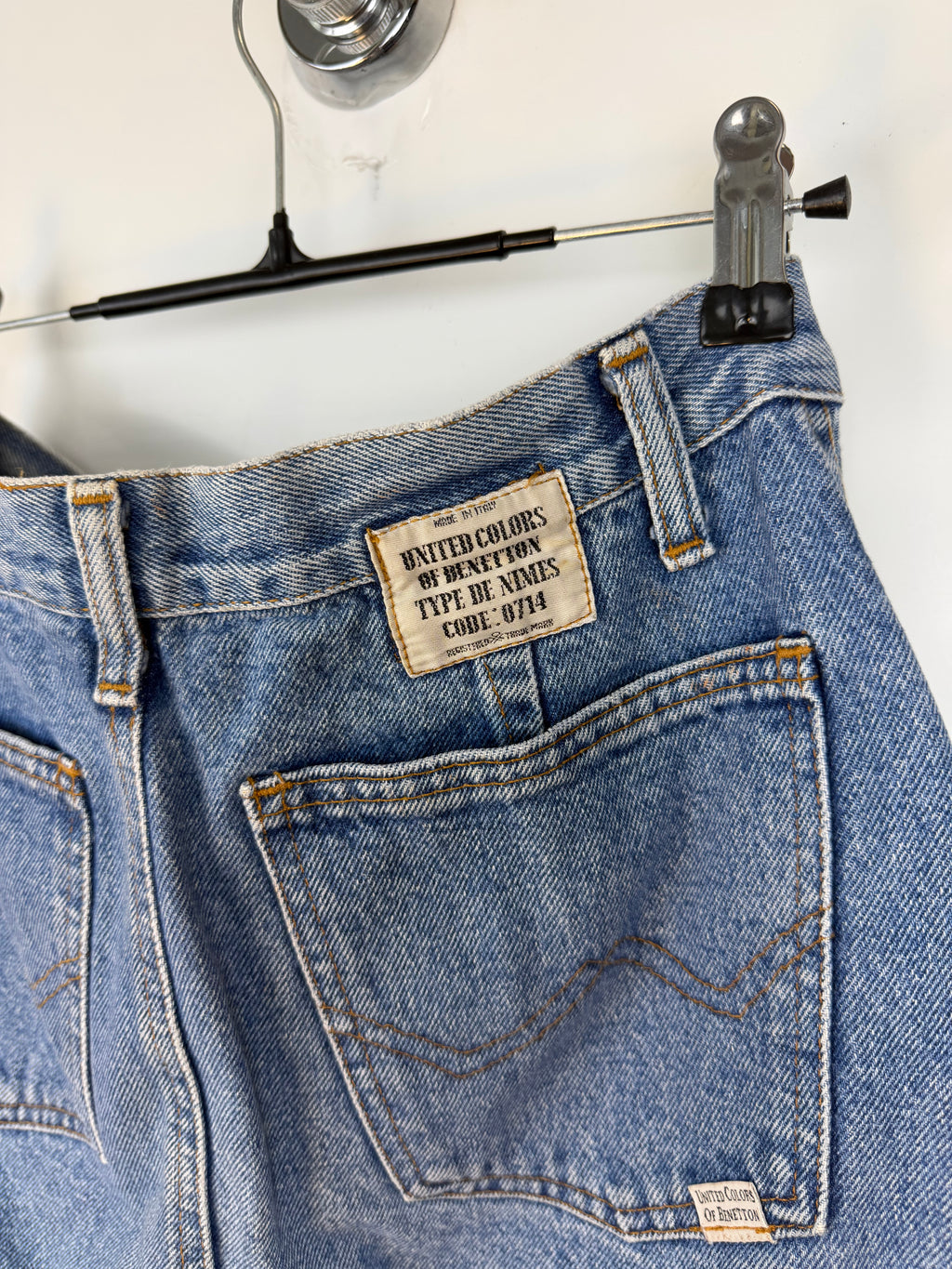 Gonna vintage Benetton in denim 100% cotone – Vita alta anni ’90