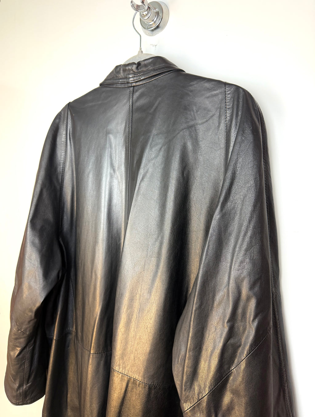 Trench vintage in vera pelle nera LOTUS Fashion anni ’90