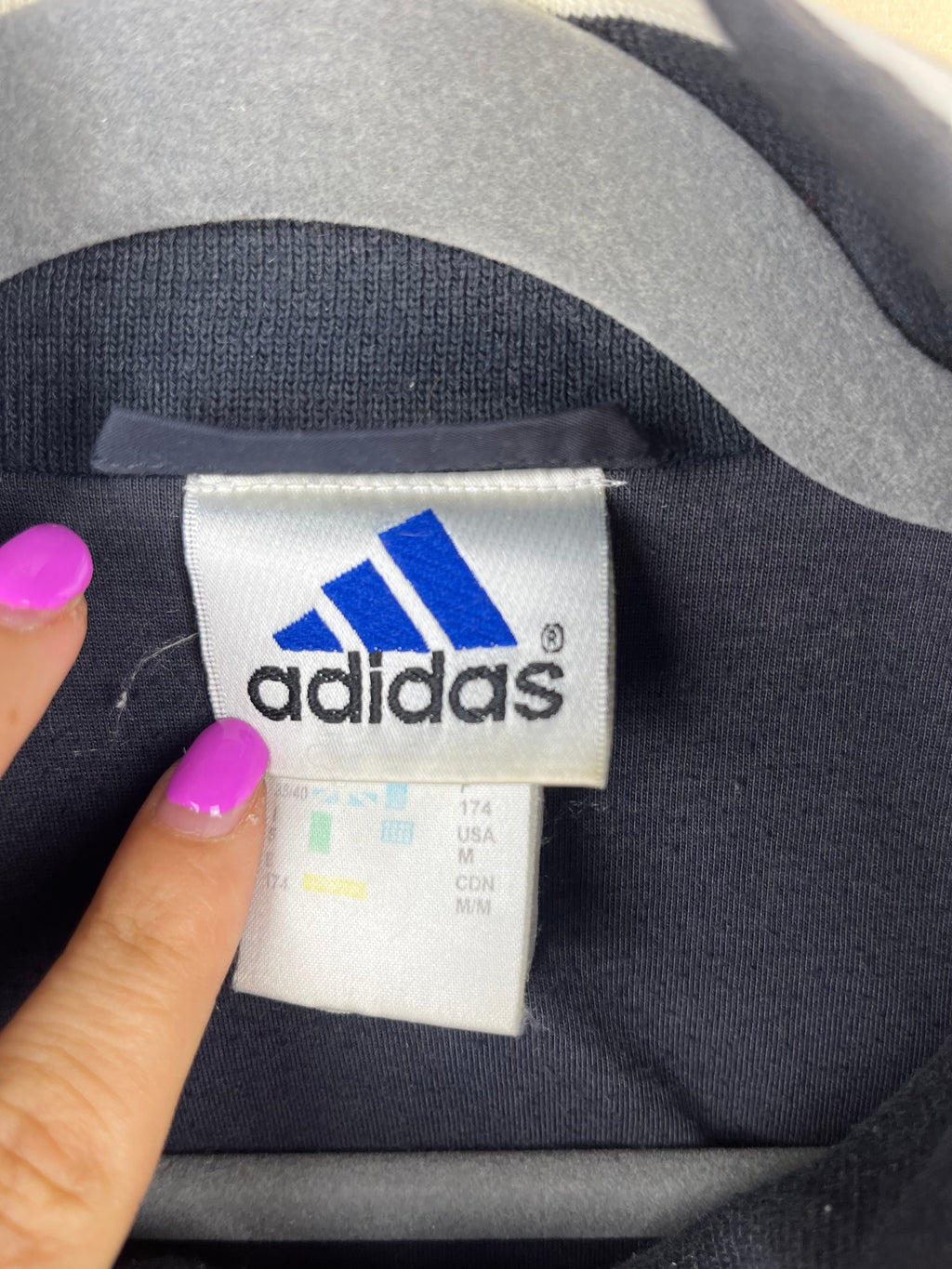 Vintage Adidas Track Jacket Navy Grey 90s Zip-Up