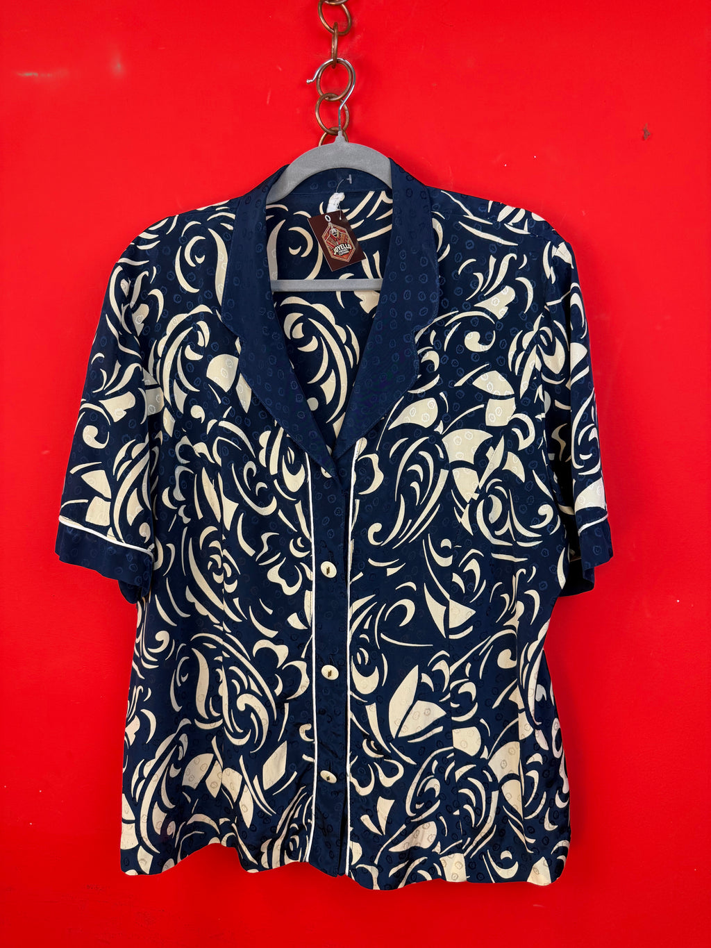 Camicia Vintage Made in Italy Fantasia Astratta Blu
