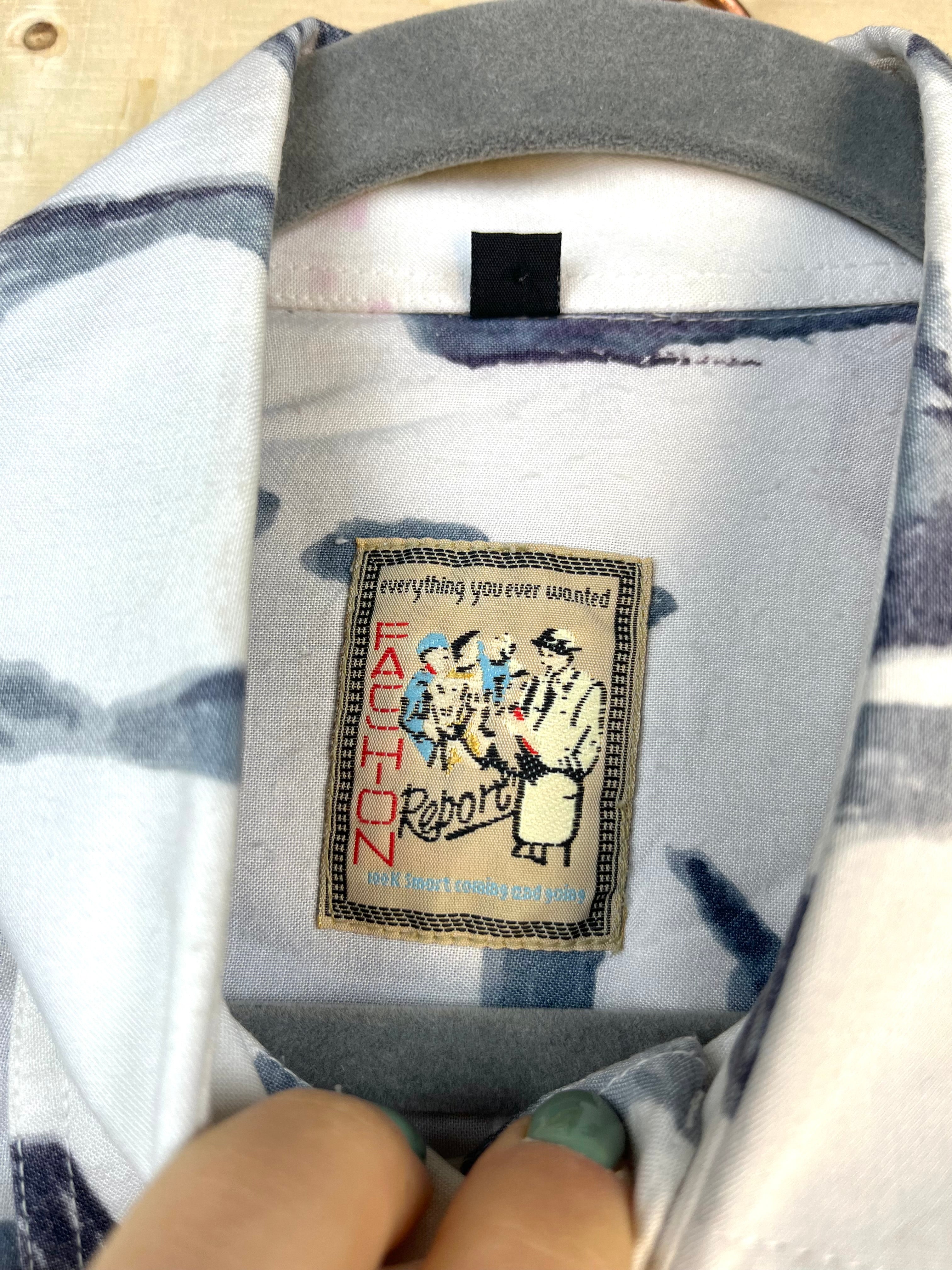 Vintage Abstract Pattern Shirt – Minimal Retro short sleeve