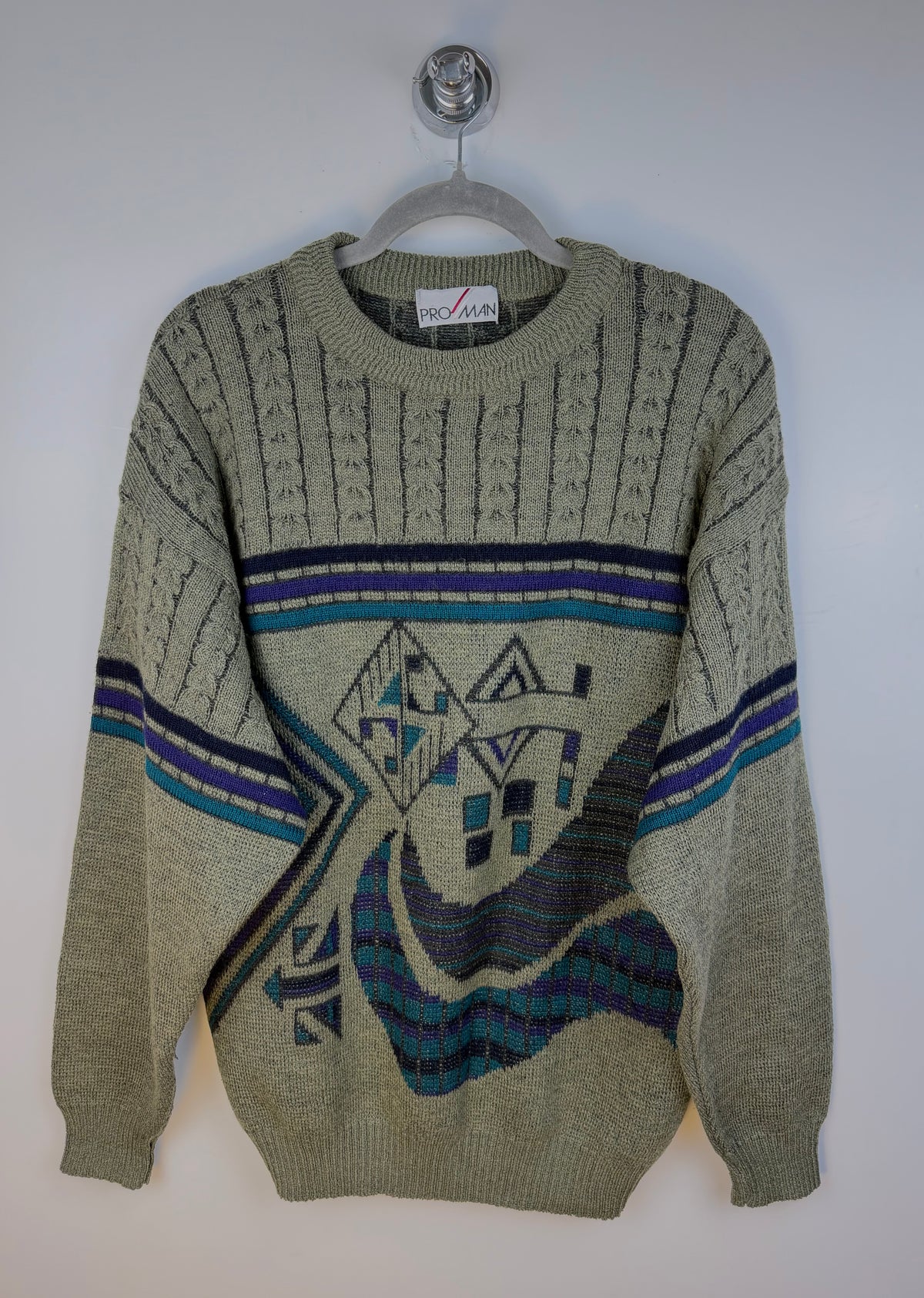 Maglione vintage Pro Man con fantasia geometrica