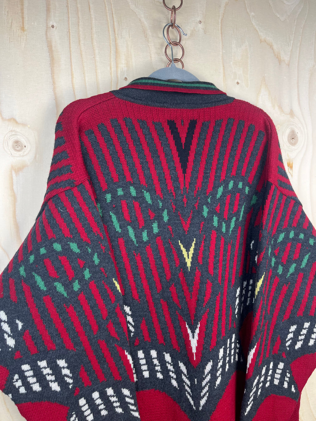 Vintage 90s Fila Half Zip Wool Sweater Made in Italy Geometric Pattern