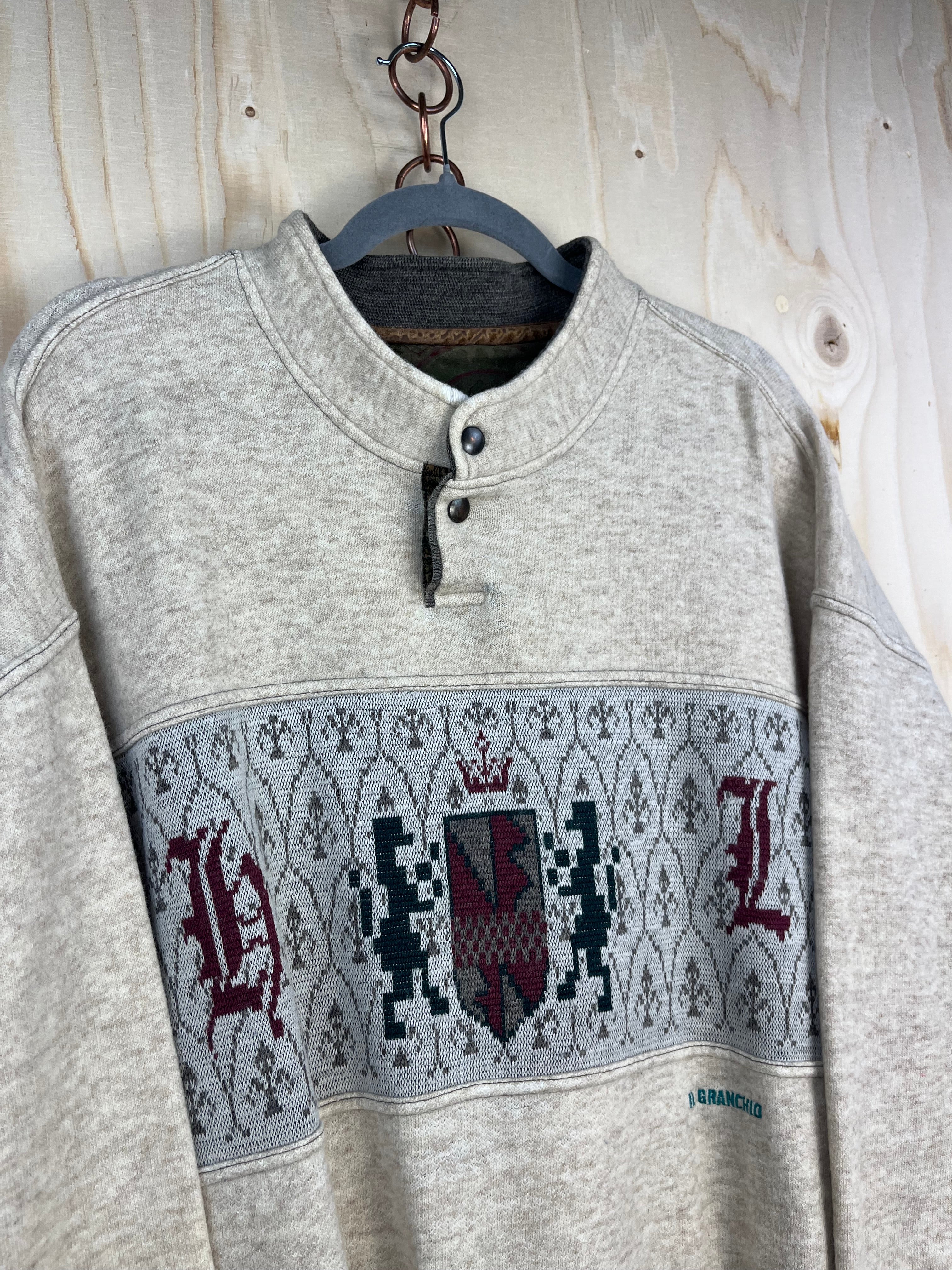 Vintage Il Granchio Lambswool Blend Knit Sweatshirt Crest Made in Italy XL