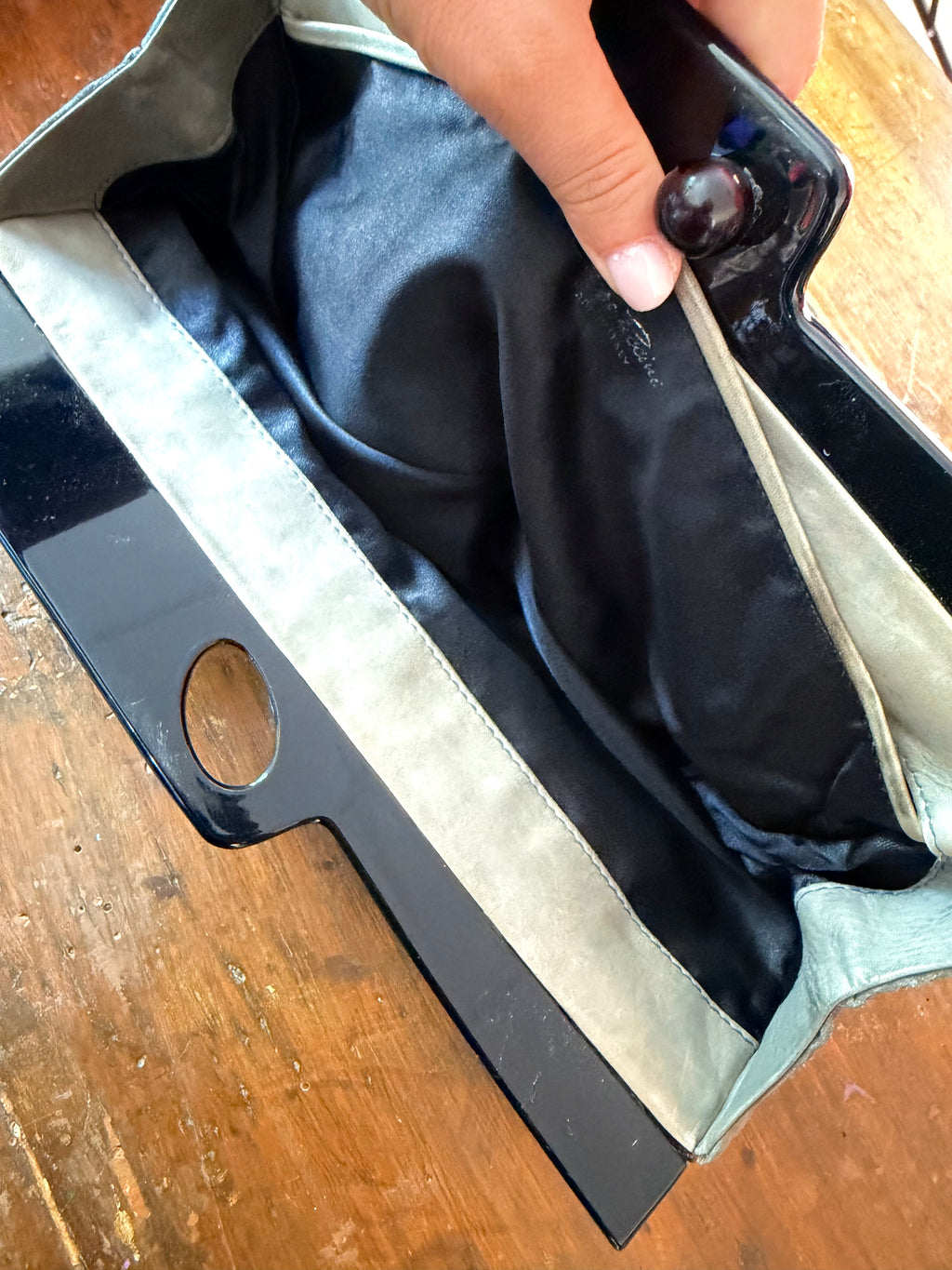 Vintage Made in Italy Grey Suede Frame Clutch