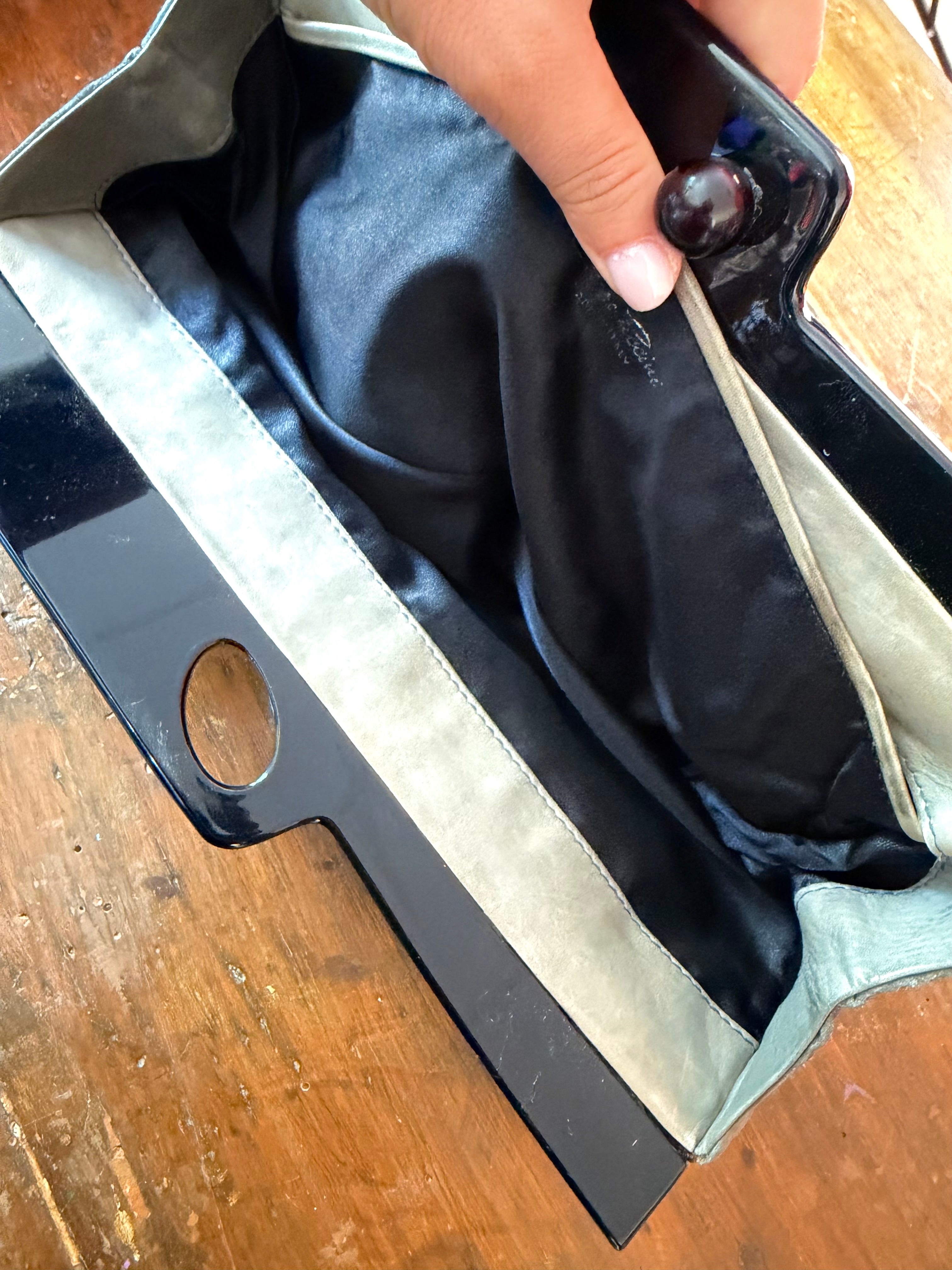 Vintage Made in Italy Grey Suede Frame Clutch