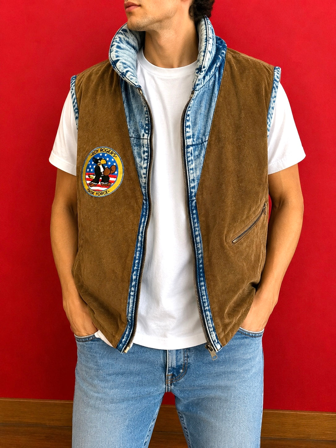 Roy Rogers Vintage Task Force Denim & Suede Vest XL – Made in Italy