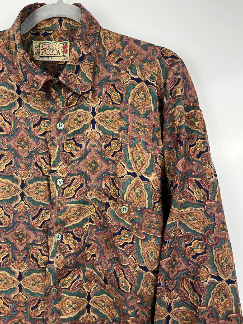 Orso Poeta Vintage Pattern Shirt 100% Viscose