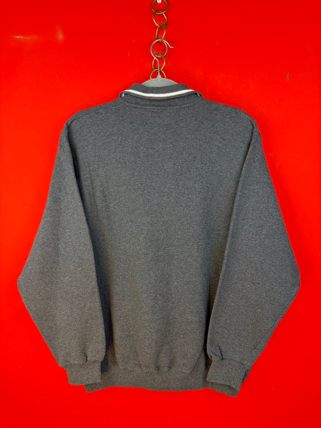 Vintage Carla Ferroni Grey Fleece Polo Sweatshirt – Lined Long Sleeve Pullover