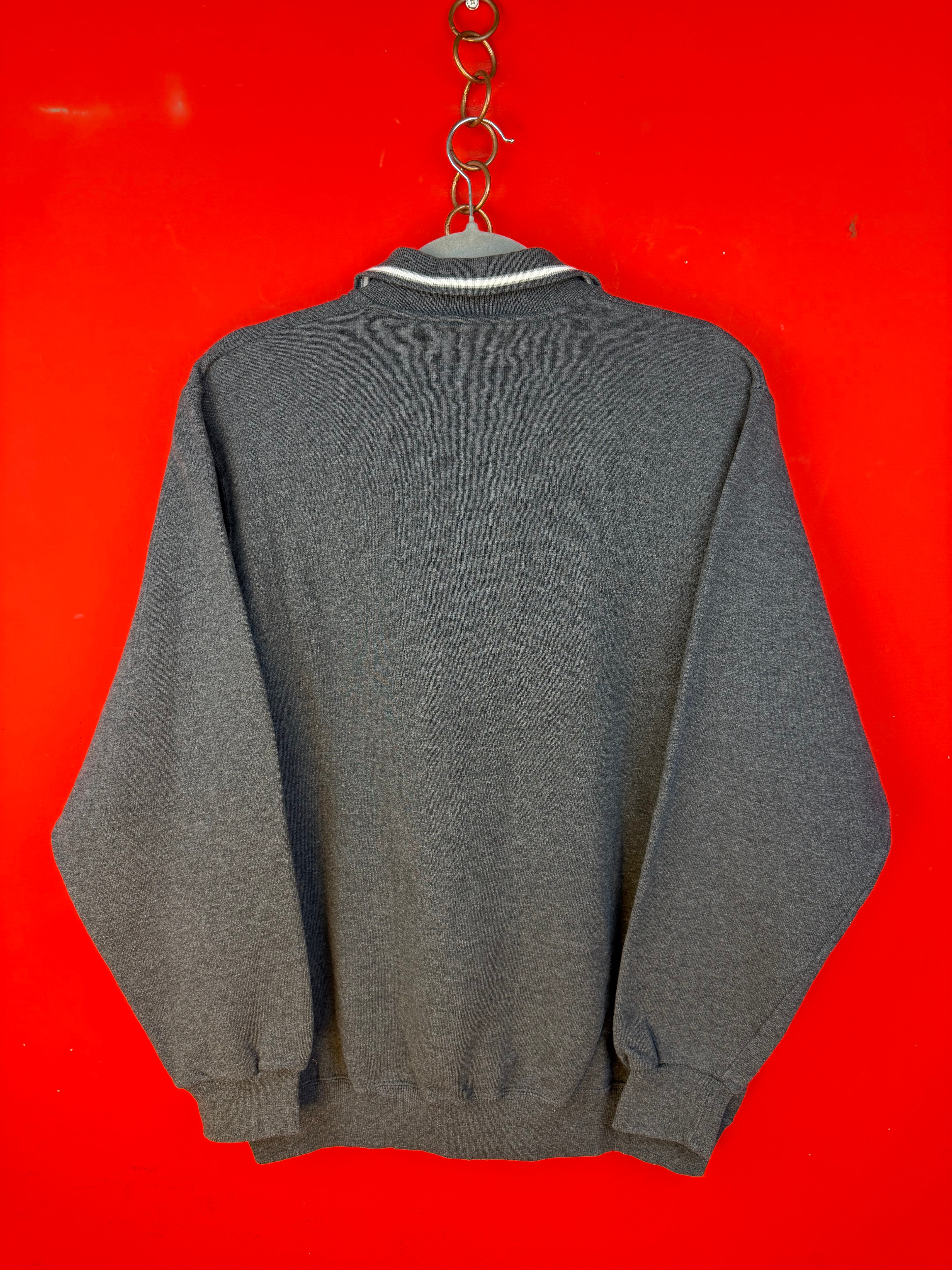 Vintage Carla Ferroni Grey Fleece Polo Sweatshirt – Lined Long Sleeve Pullover
