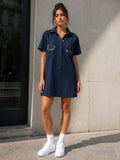 Abito Camicia Vintage Iceberg Ricamato Blu Navy