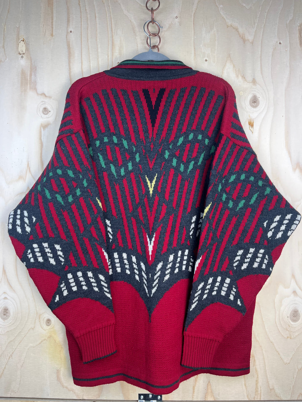 Vintage 90s Fila Half Zip Wool Sweater Made in Italy Geometric Pattern