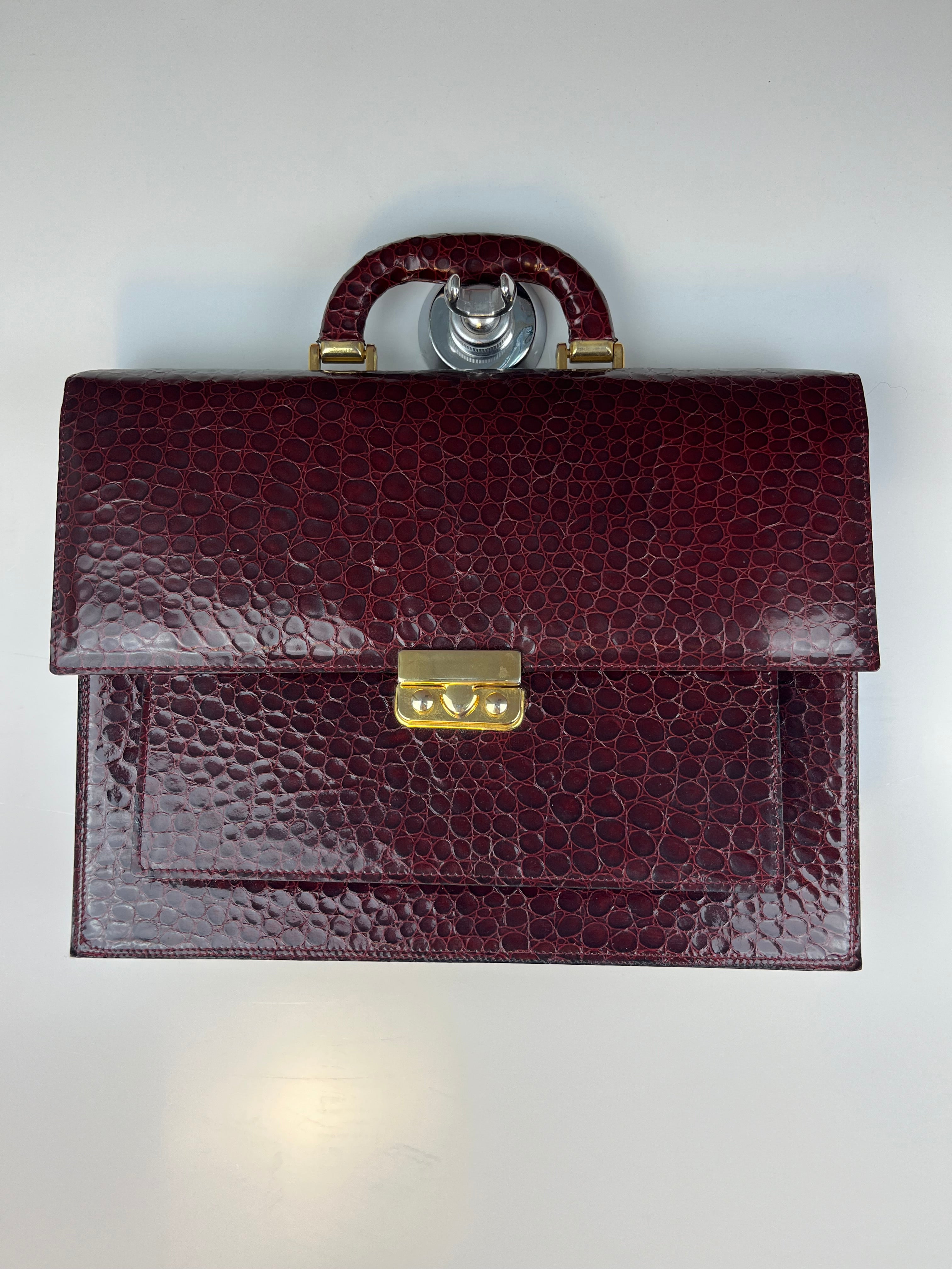 Borsa Vintage Bordeaux Effetto Coccodrillo