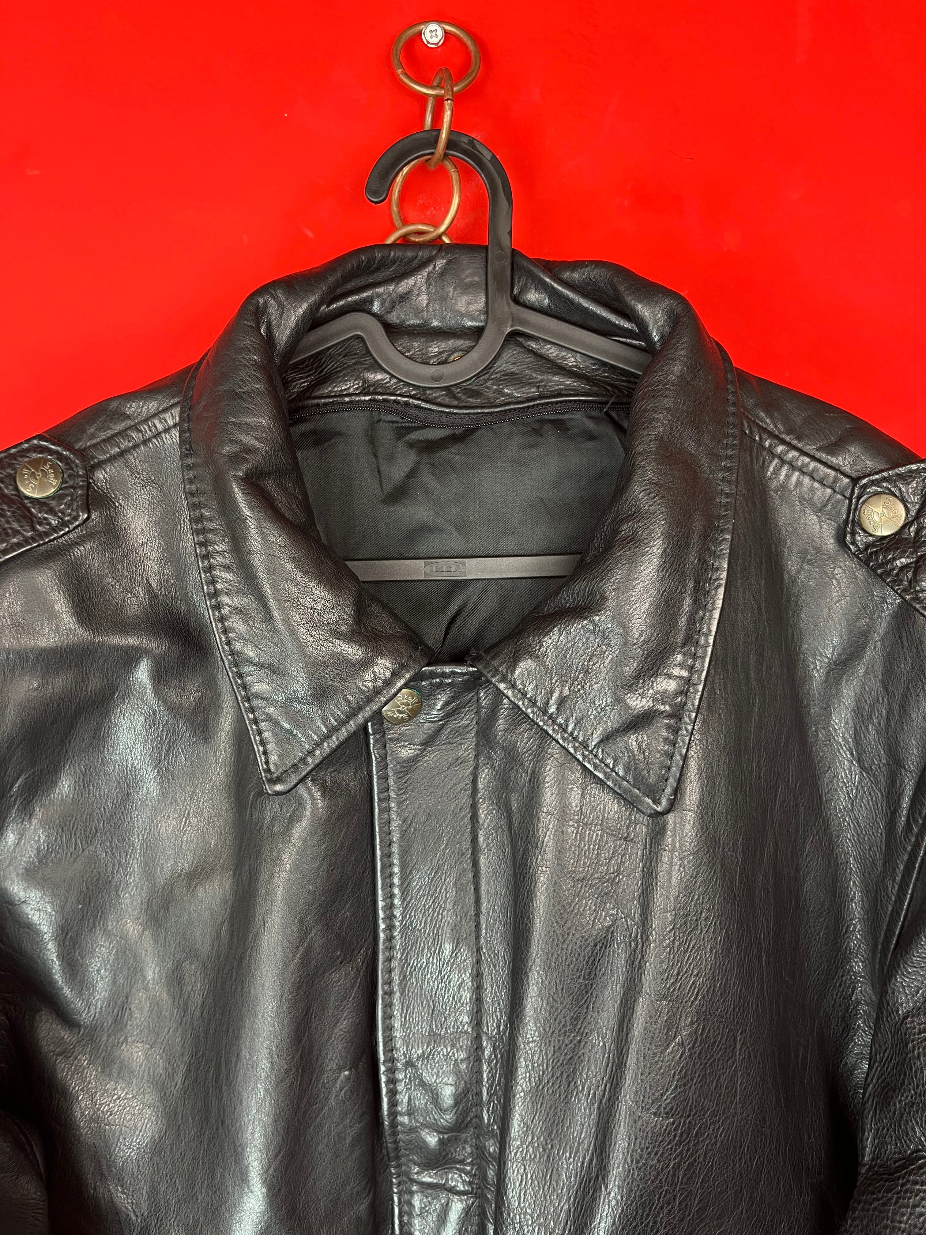 Skott Vintage Leather Bomber Jacket in Pelle di Vitello – Made in Italy