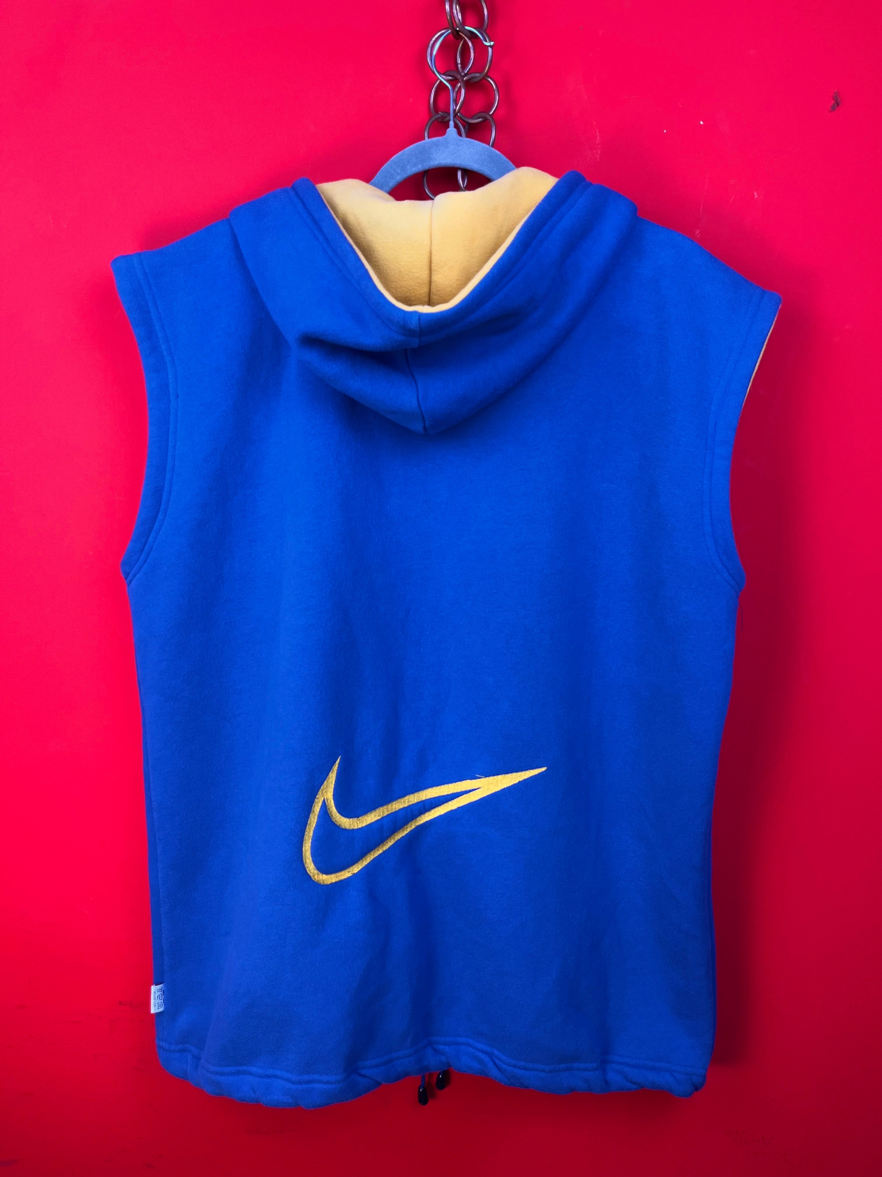 Vintage Nike Sleeveless Hoodie Blue/Yellow