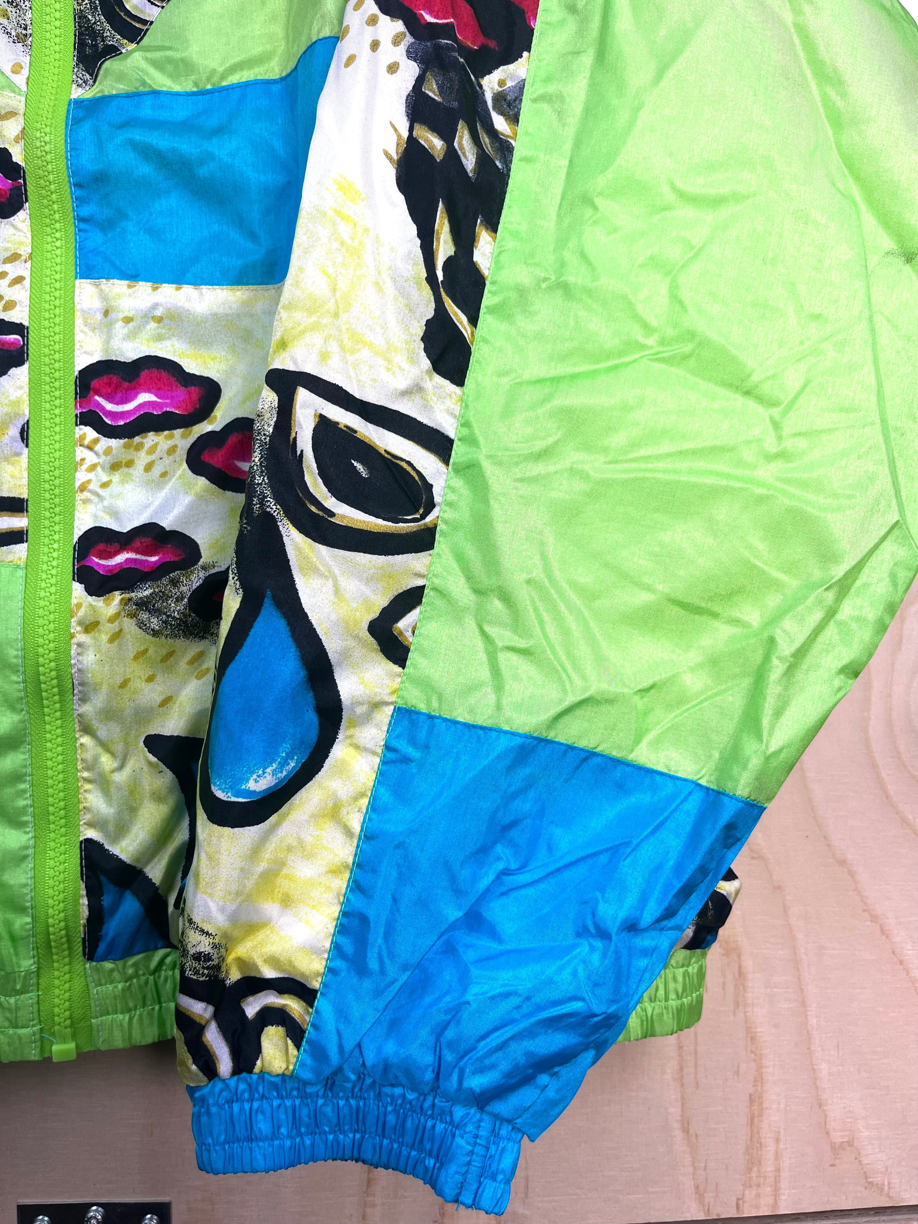 90s Abstract Print Windbreaker Jacket – Multicolor Vintage L