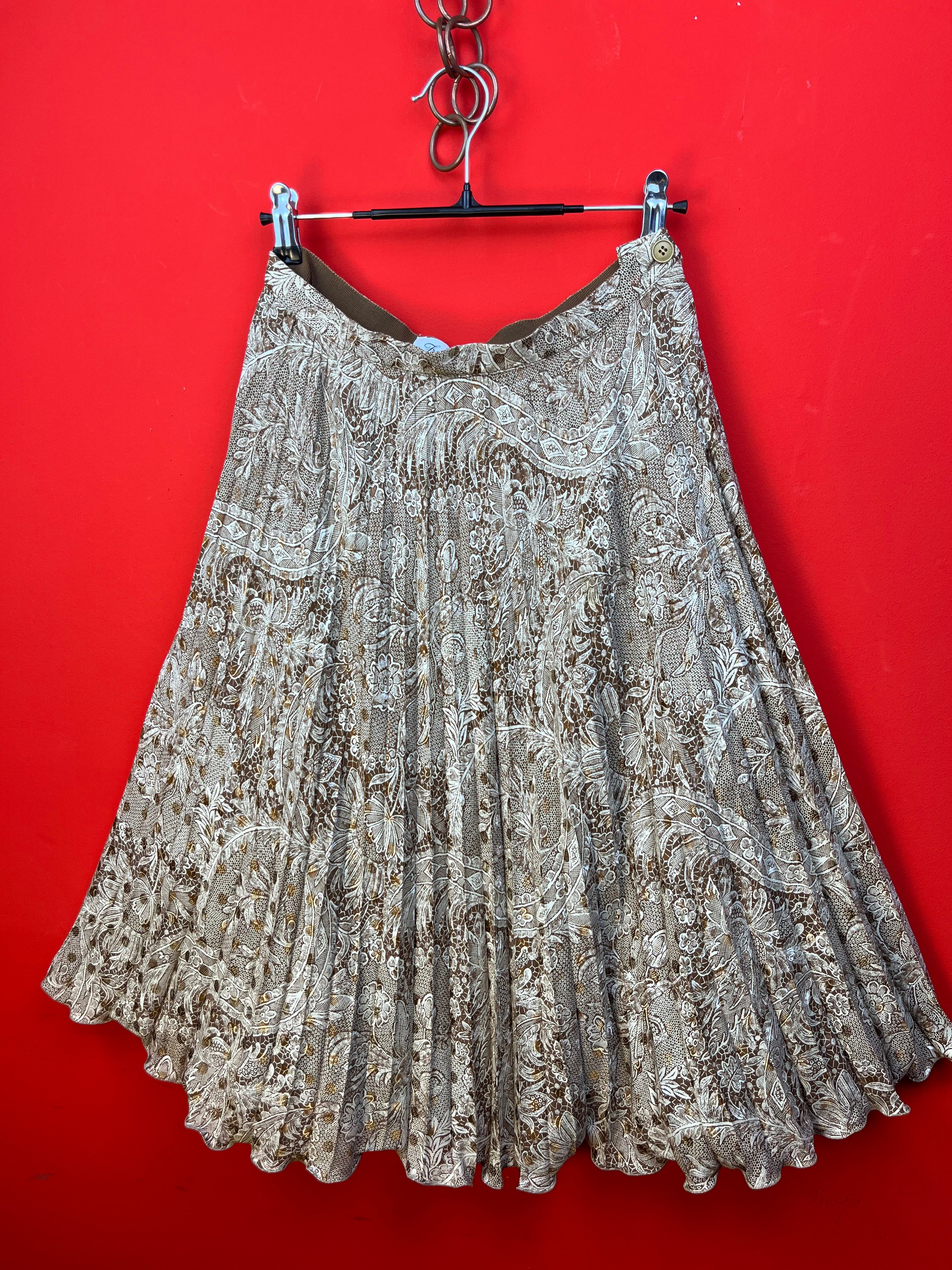 Vintage Silk Paisley Midi Skirt