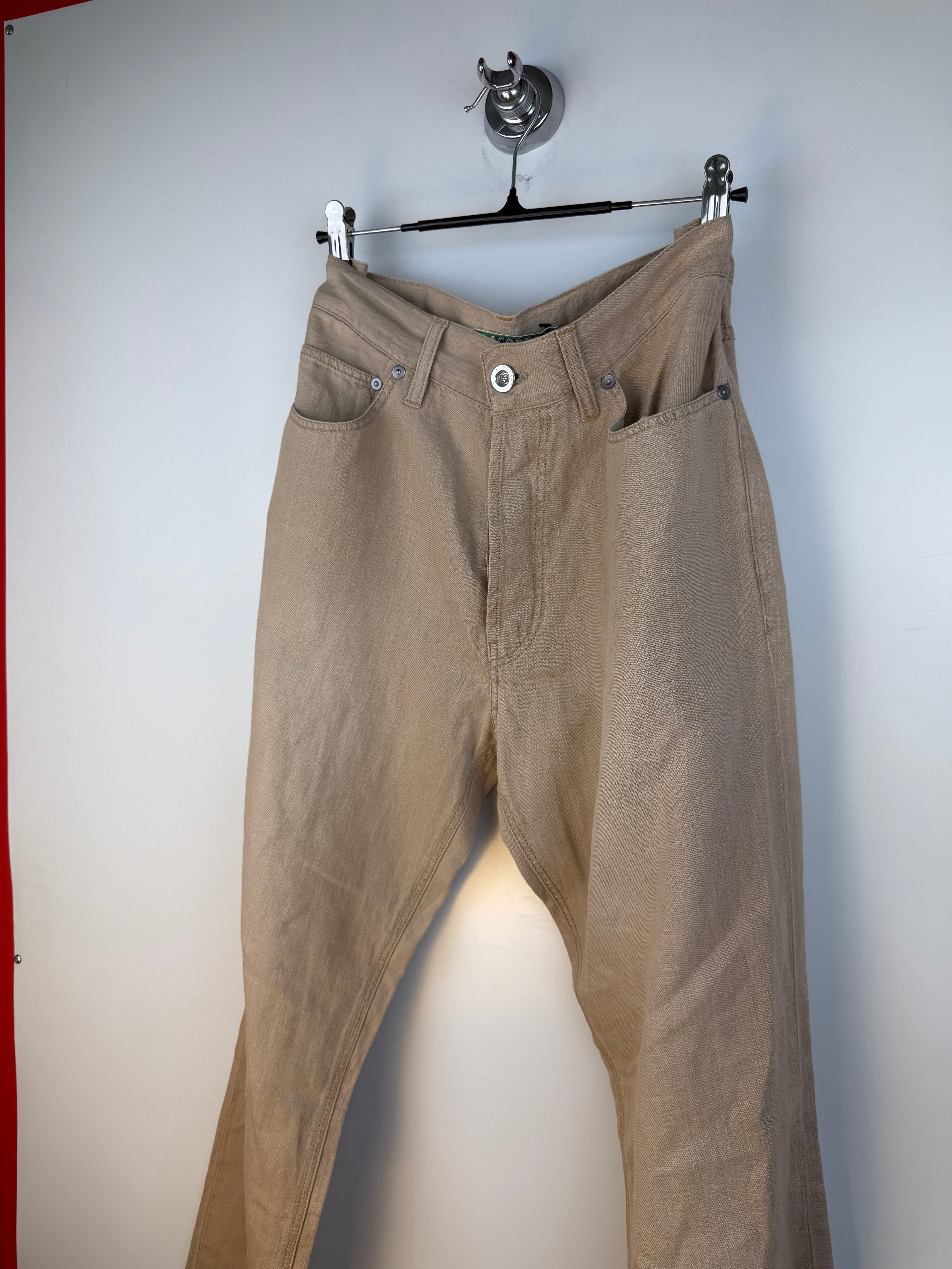 Pantaloni Vintage Lacoste Uomo in Misto Lino Beige – Straight Leg