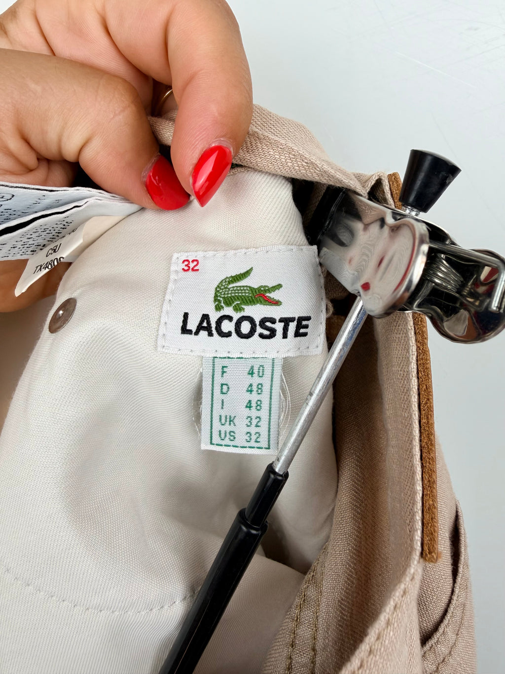 Pantaloni Vintage Lacoste Uomo in Misto Lino Beige – Straight Leg