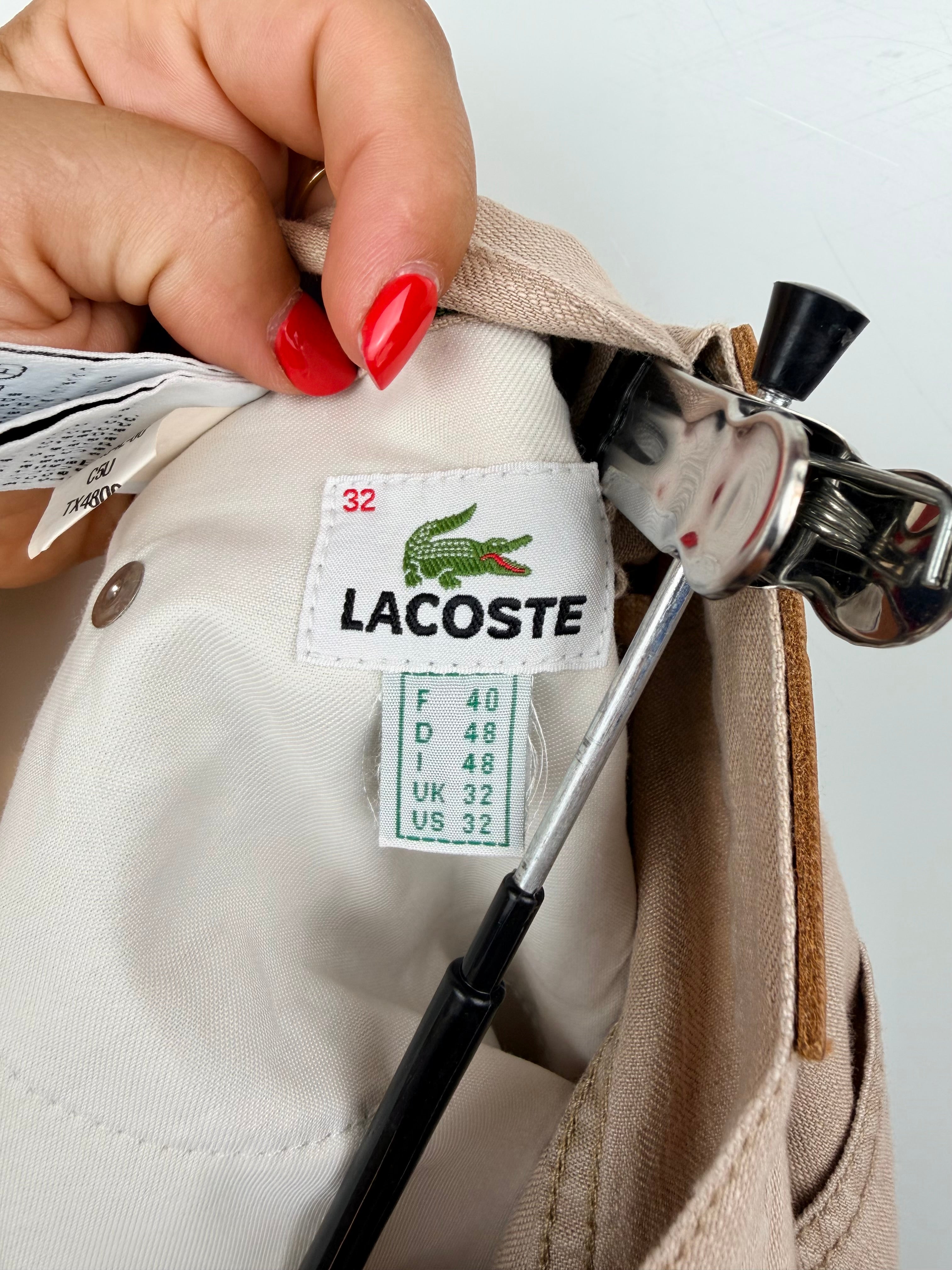 Pantaloni Vintage Lacoste Uomo in Misto Lino Beige – Straight Leg